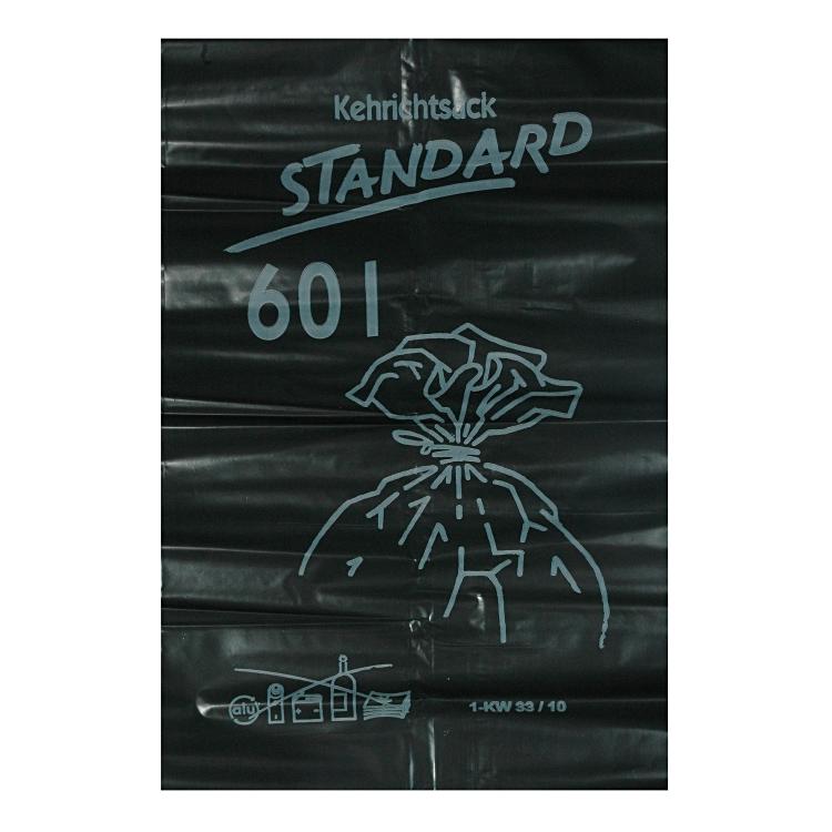 Venardo cleanline Kehrichtsack – 60 l, mit Zugband, LDPE, schwarz, 10 Stk