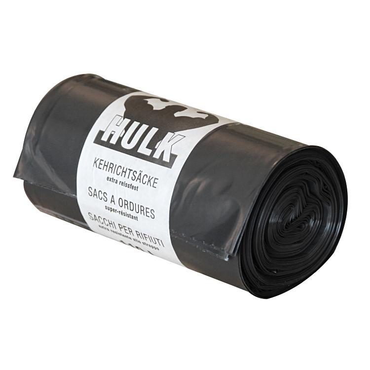 Hulk Kehrichtsack – 110 l, mit Zugband, LDPE, schwarz, 65 µm, 12 Rollen à 10 Stk