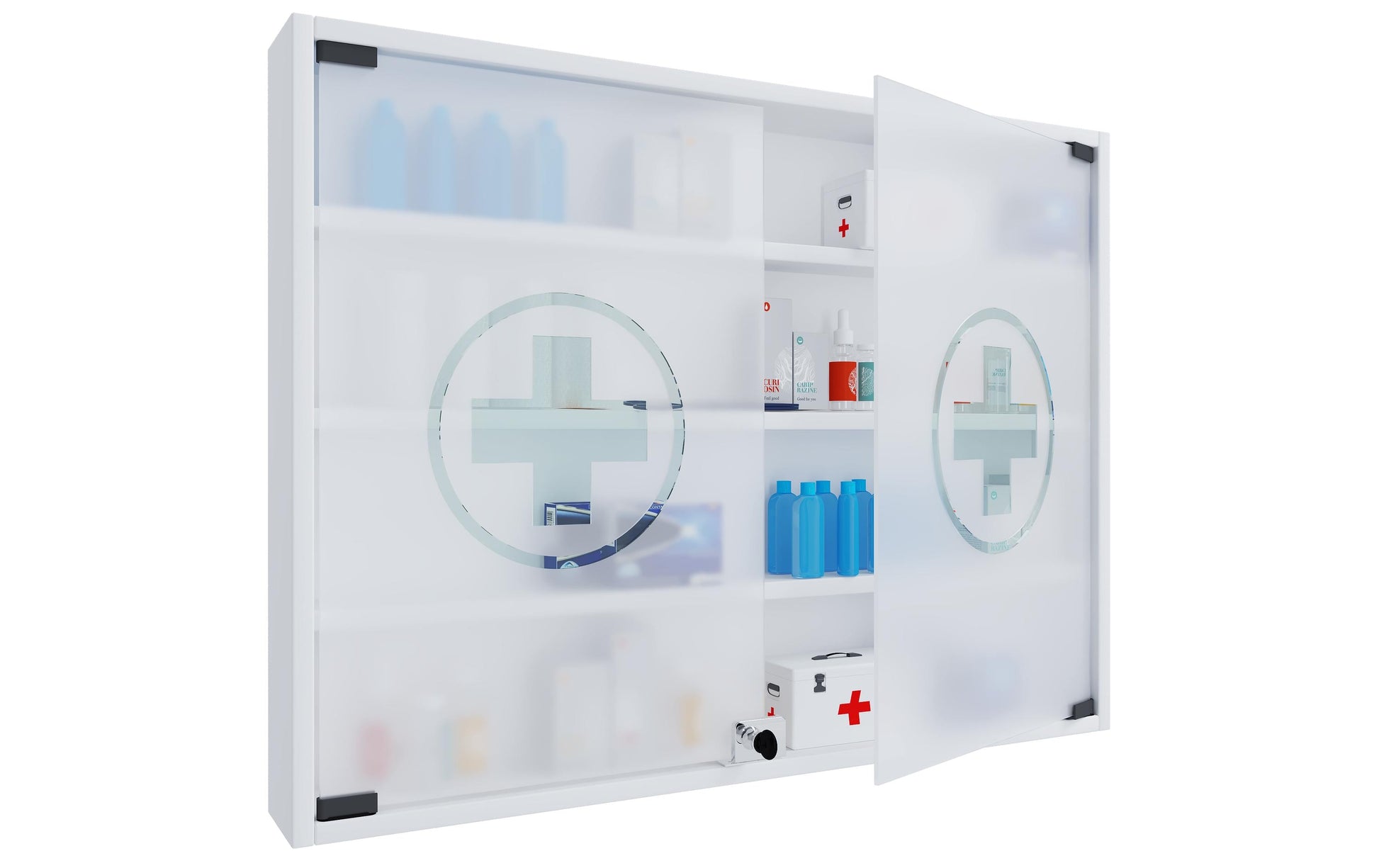 VCM Morgenthaler VCM Aufbewahrungsbox (Bad) Hustila L – 80×10×60 cm, Glas/MDF/Melamin, abschliessbar, Weiss