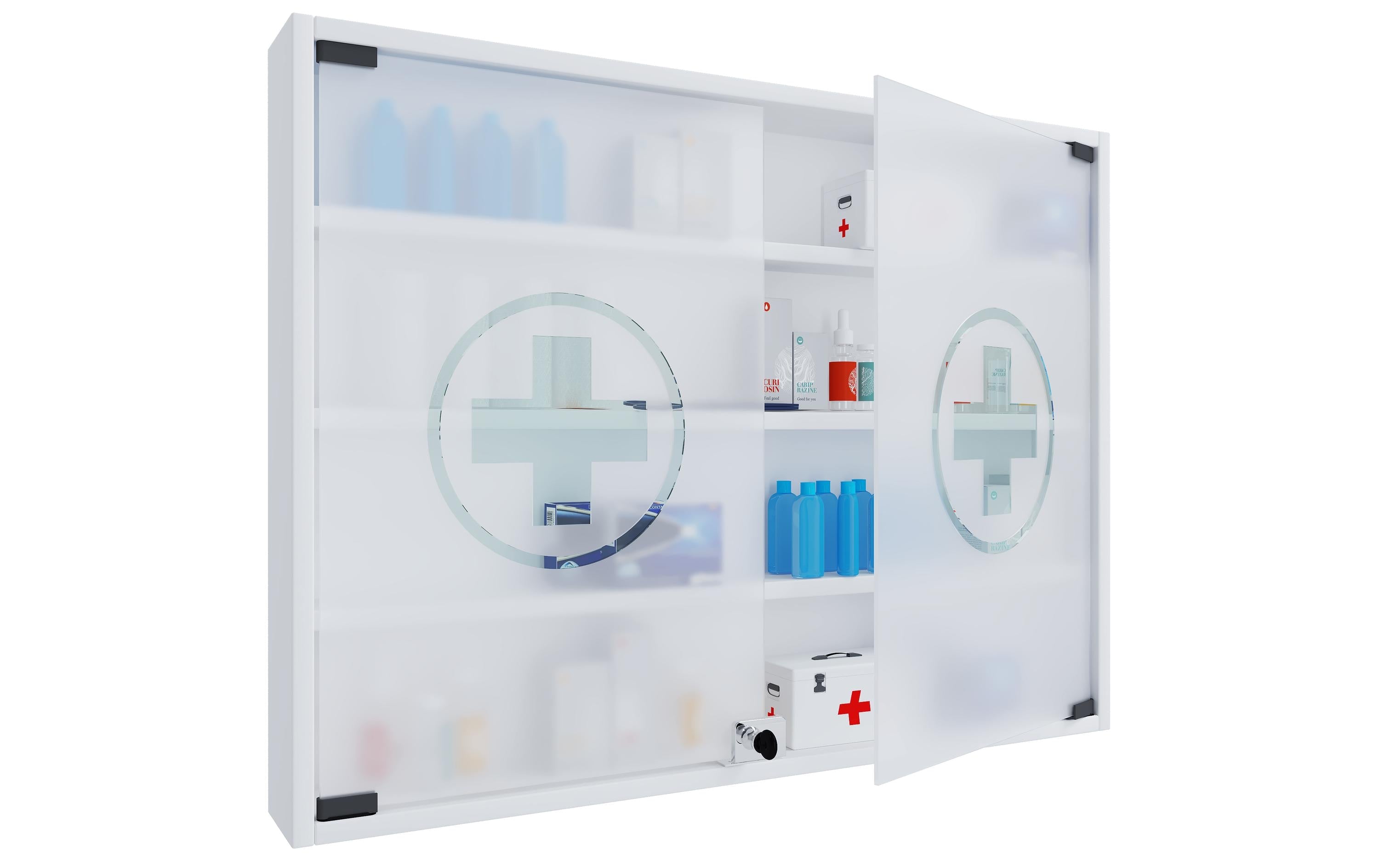VCM Morgenthaler VCM Aufbewahrungsbox (Bad) Hustila L – 80×10×60 cm, Glas/MDF/Melamin, abschliessbar, Weiss