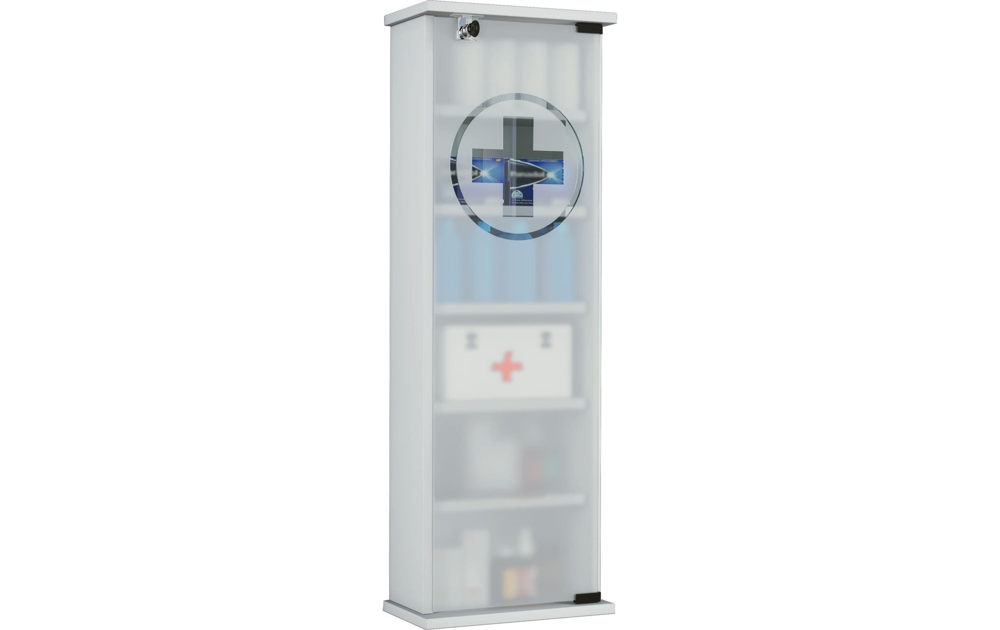 VCM Morgenthaler VCM Medizinschrank Gusal XXL – MDF/Glas, 31×18×92 cm, Weiss