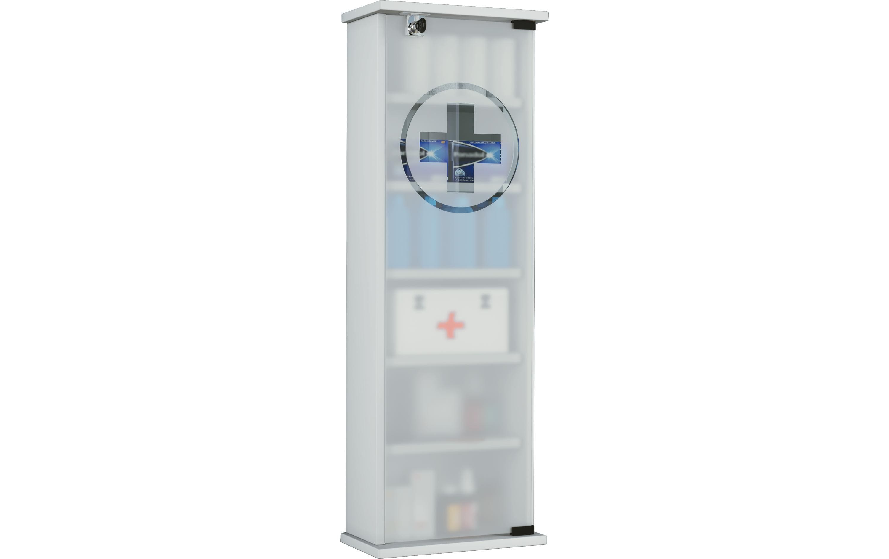 VCM Morgenthaler VCM Medizinschrank Gusal XXL – MDF/Glas, 31×18×92 cm, Weiss