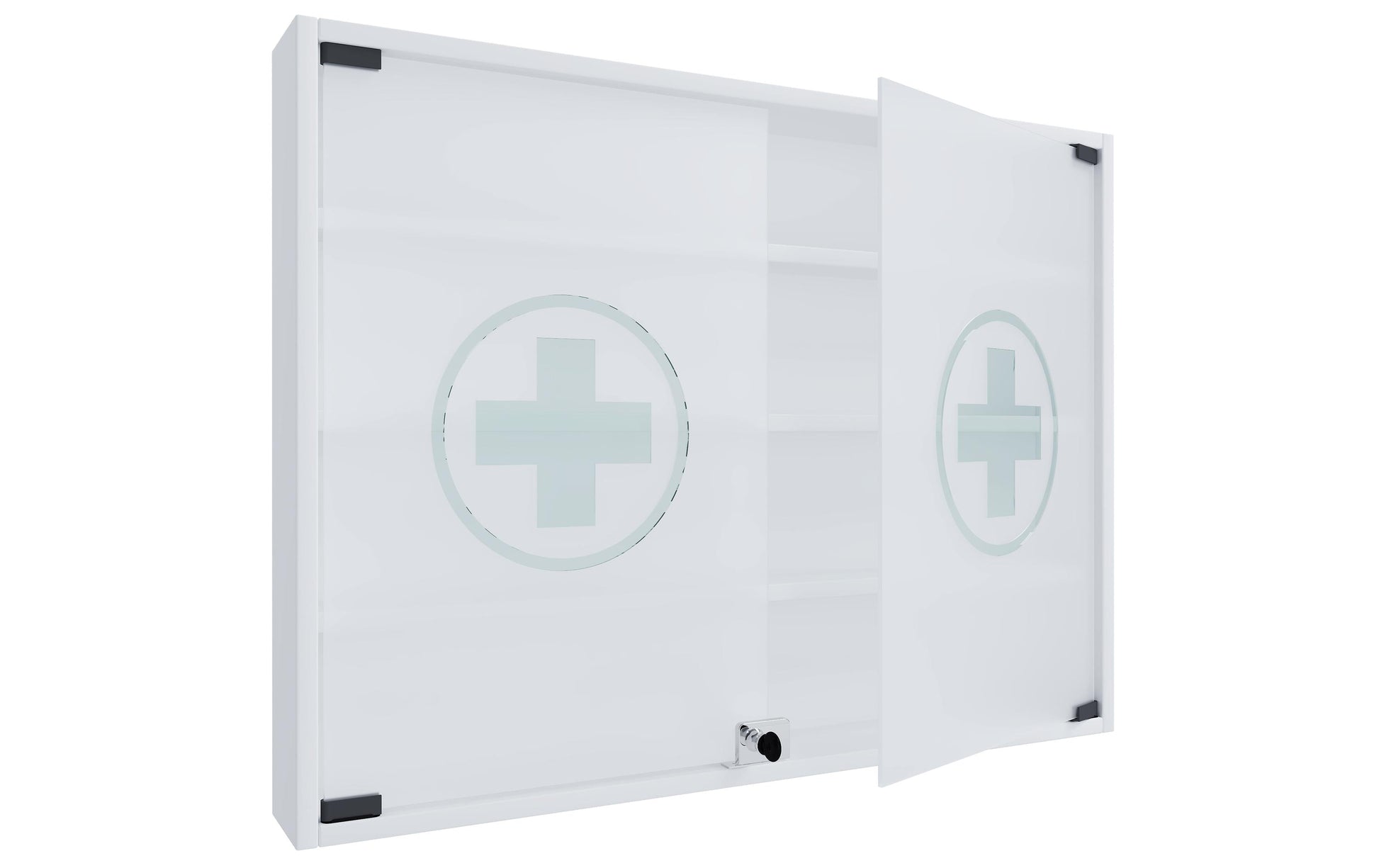VCM Morgenthaler VCM Aufbewahrungsbox (Bad) Hustila L – 80×10×60 cm, Glas/MDF/Melamin, abschliessbar, Weiss