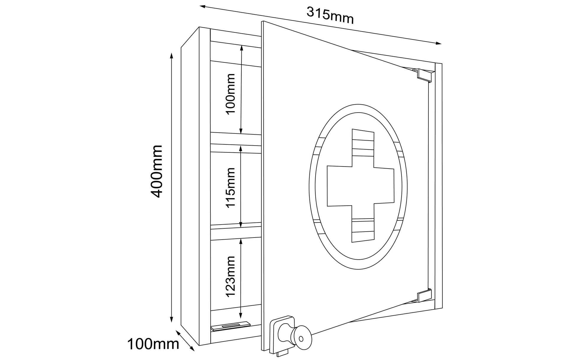 VCM Morgenthaler VCM Aufbewahrungsbox Hustila S – 32×10×40 cm, Glas/Mischholz (MDF)/Melamin, abschliessbar, Weiss