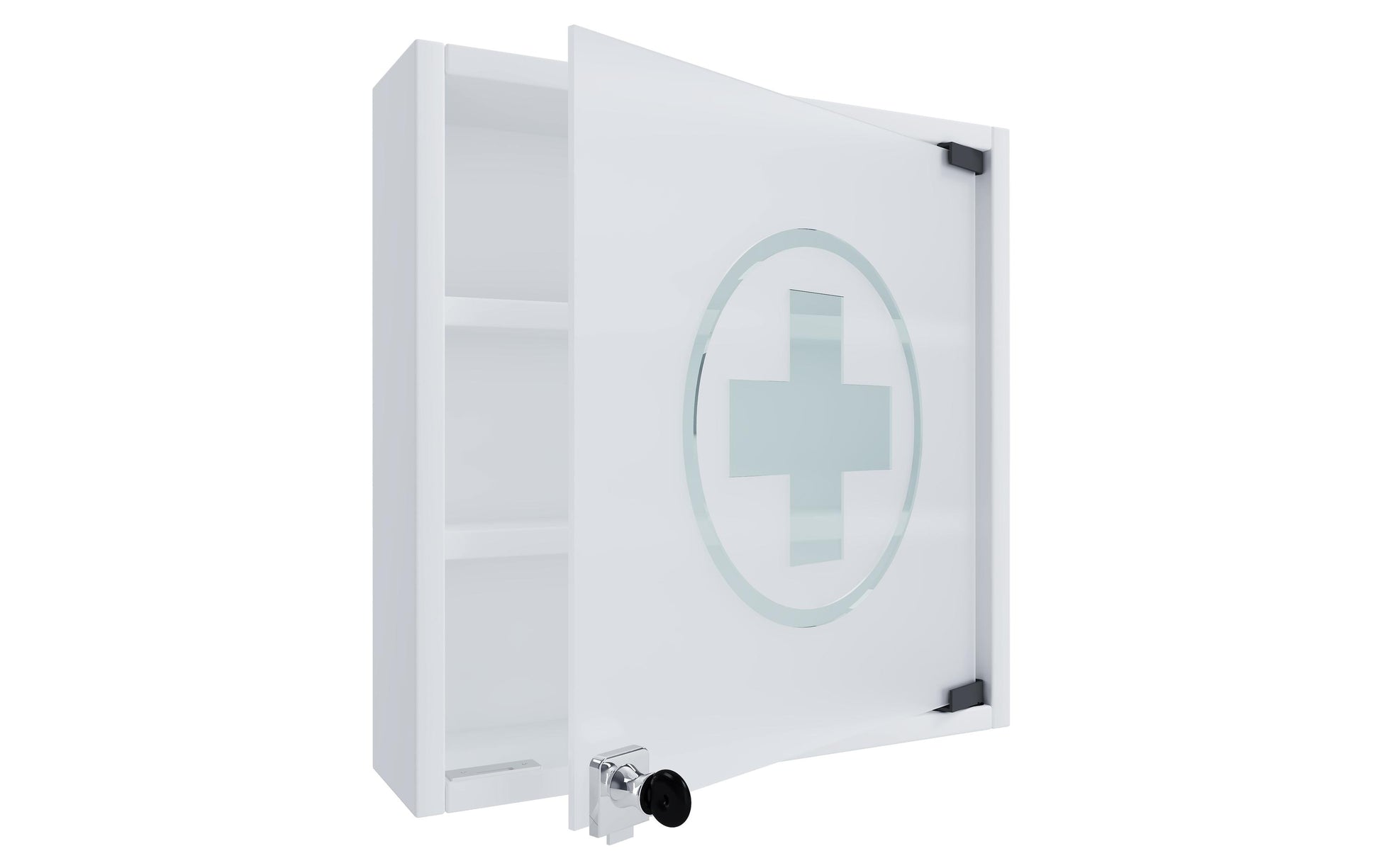 VCM Morgenthaler VCM Aufbewahrungsbox Hustila S – 32×10×40 cm, Glas/Mischholz (MDF)/Melamin, abschliessbar, Weiss