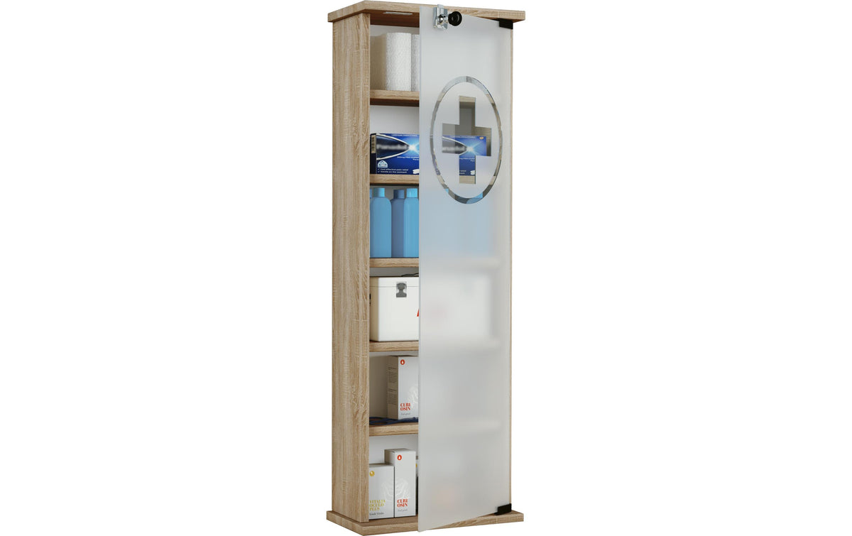 VCM Morgenthaler VCM Gusal XXL – Medizinschrank, abschliessbar, Spanplatte, 310 × 180 × 920 mm, Eiche