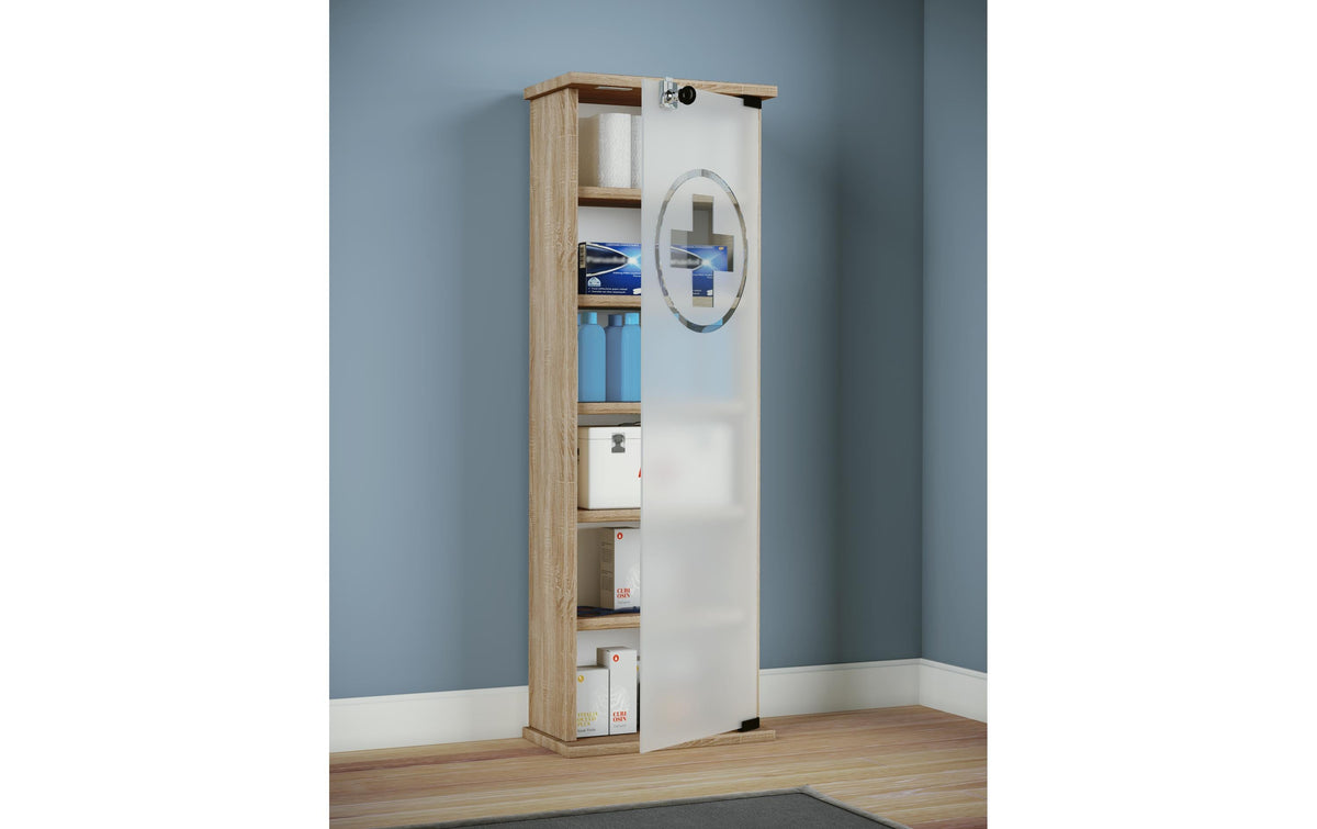 VCM Morgenthaler VCM Gusal XXL – Medizinschrank, abschliessbar, Spanplatte, 310 × 180 × 920 mm, Eiche
