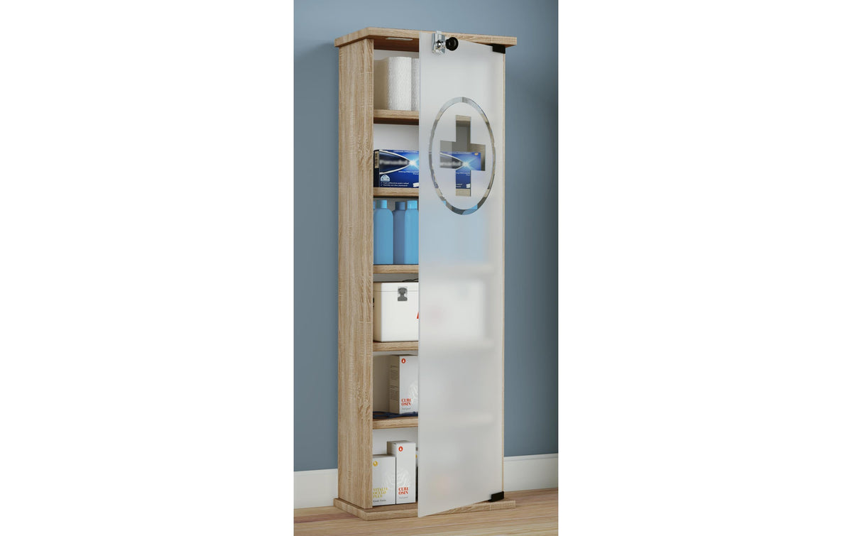 VCM Morgenthaler VCM Gusal XXL – Medizinschrank, abschliessbar, Spanplatte, 310 × 180 × 920 mm, Eiche