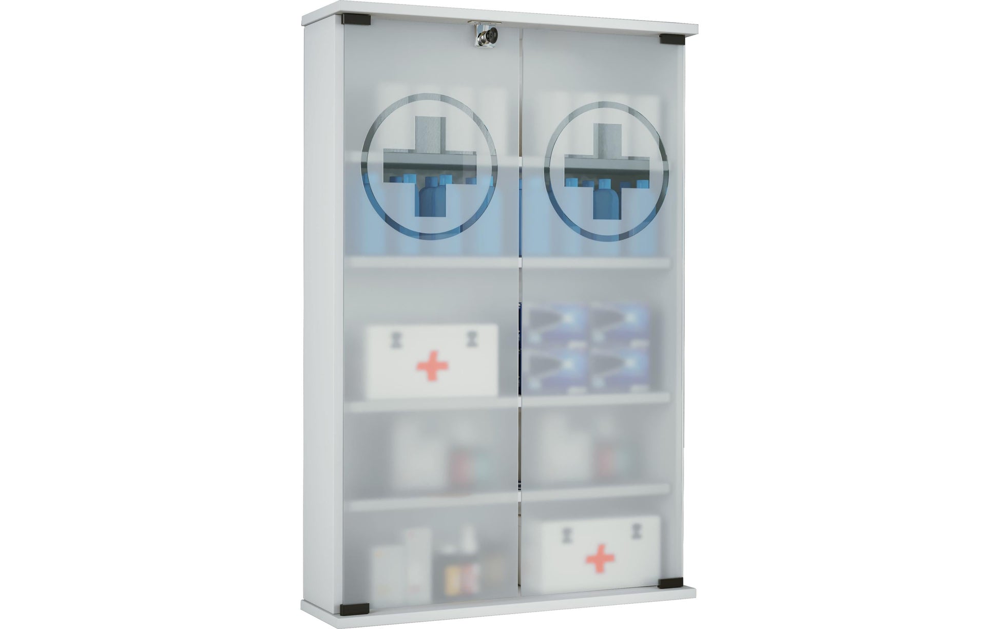VCM Morgenthaler VCM Aufbewahrungsbox (Bad) Honula – 60×17×91 cm, Glas/Holz/Melamin, abschliessbar, Weiss