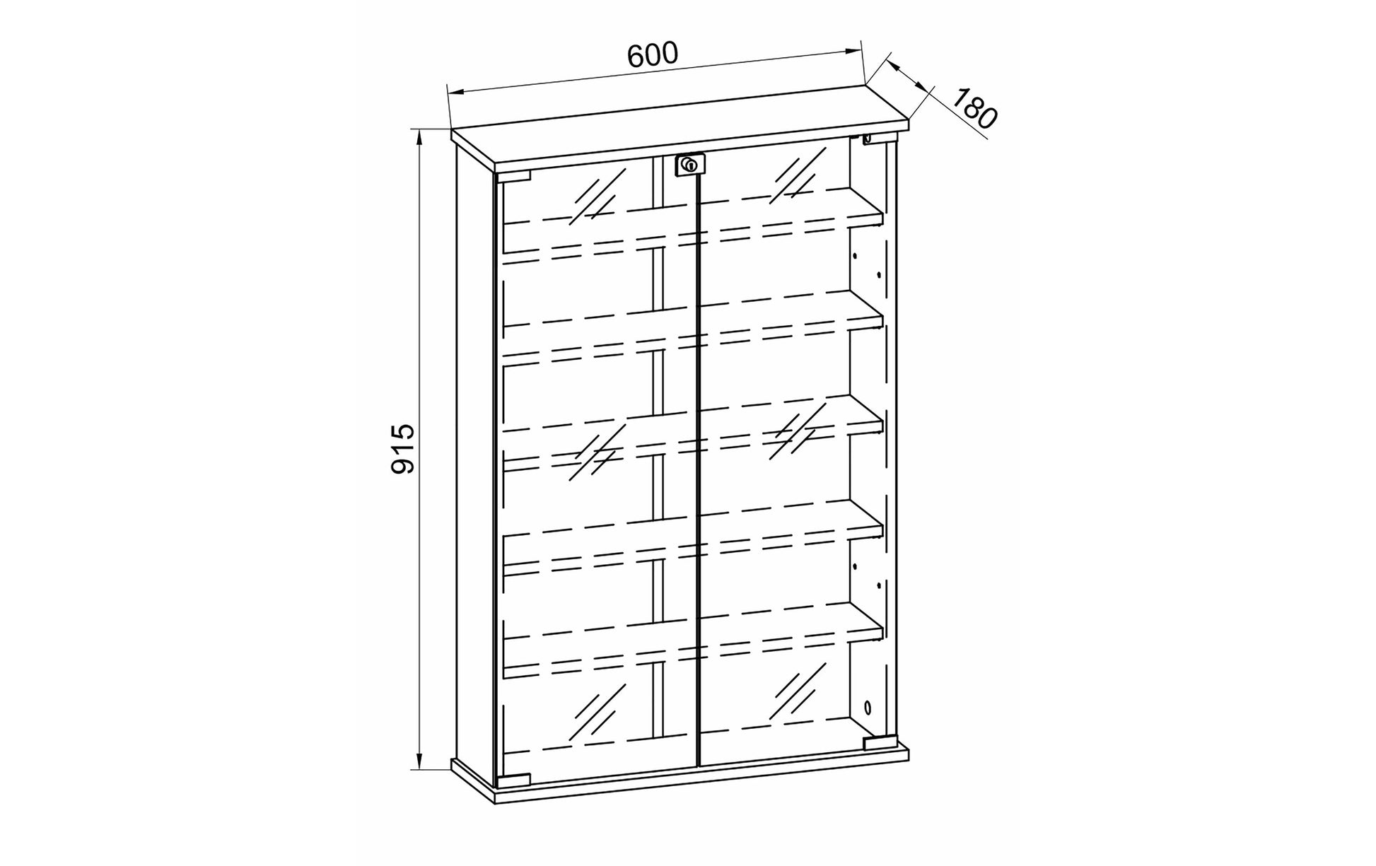 VCM Morgenthaler VCM Aufbewahrungsbox (Bad) Honula – 60×17×91 cm, Glas/Holz/Melamin, abschliessbar, Weiss