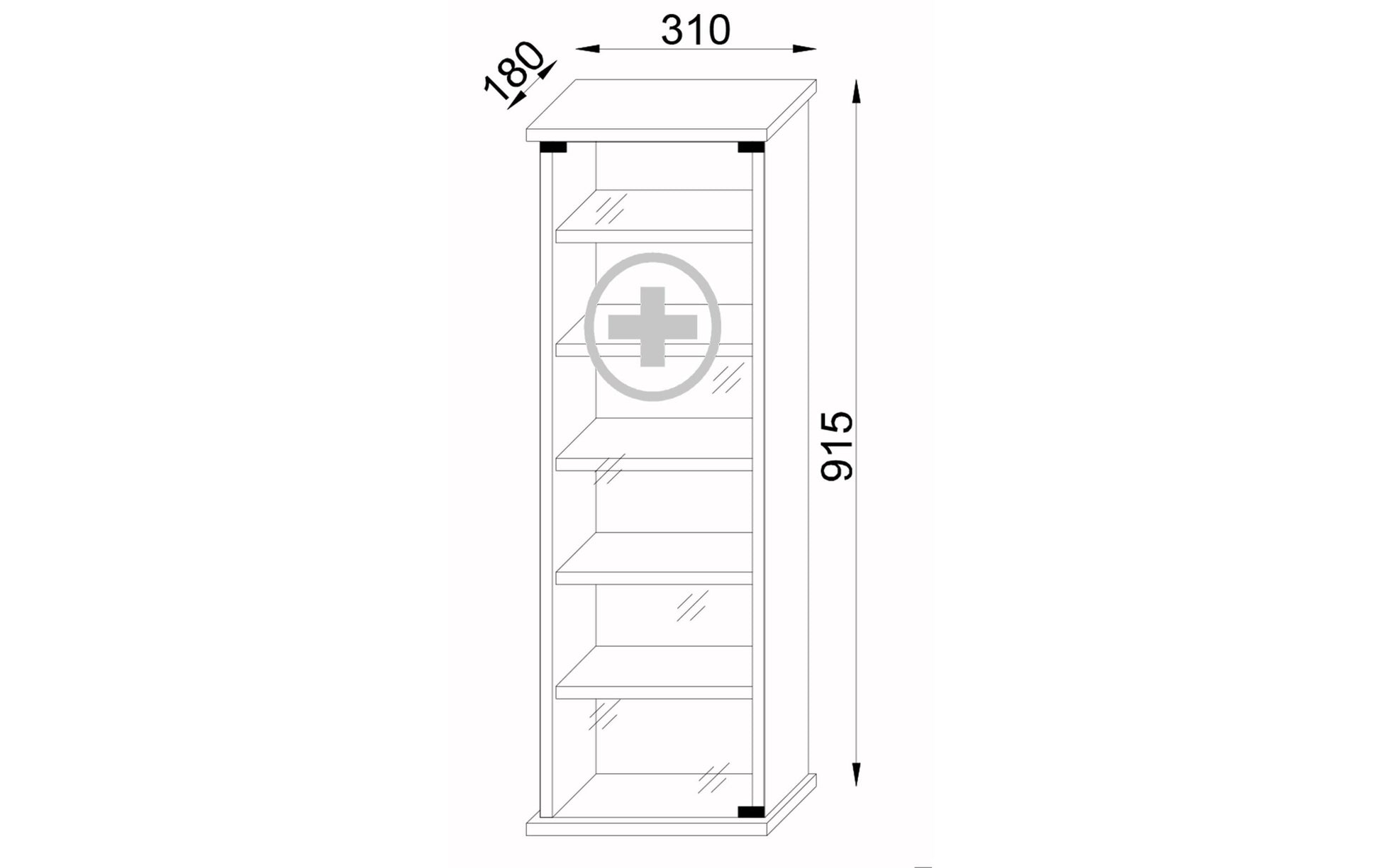 VCM Morgenthaler VCM Medizinschrank Gusal XXL – MDF/Glas, 31×18×92 cm, Weiss