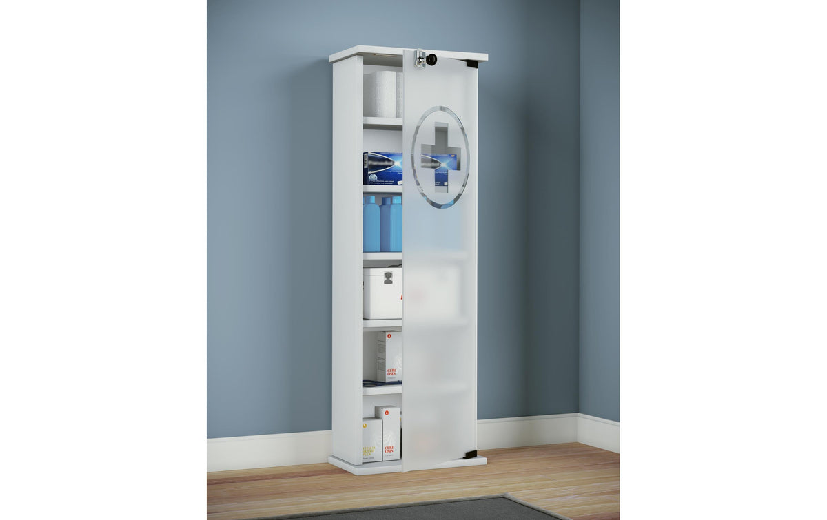 VCM Morgenthaler VCM Medizinschrank Gusal XXL – MDF/Glas, 31×18×92 cm, Weiss