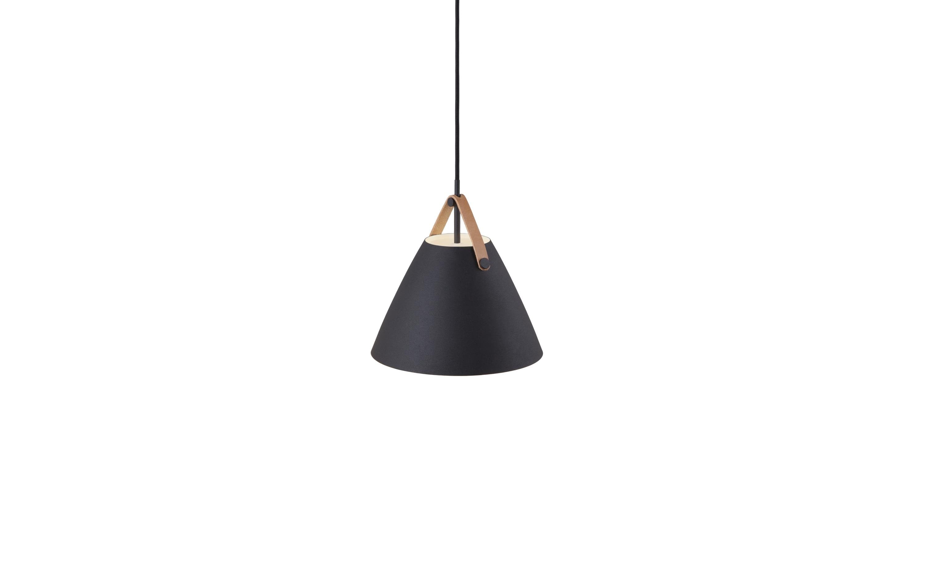 Nordlux dftp Nordlux Pendelleuchte Strap 27 – Ø 27 cm, Pendellänge 300 cm, 40 W, nicht dimmbar, E27, Leder, Schwarz