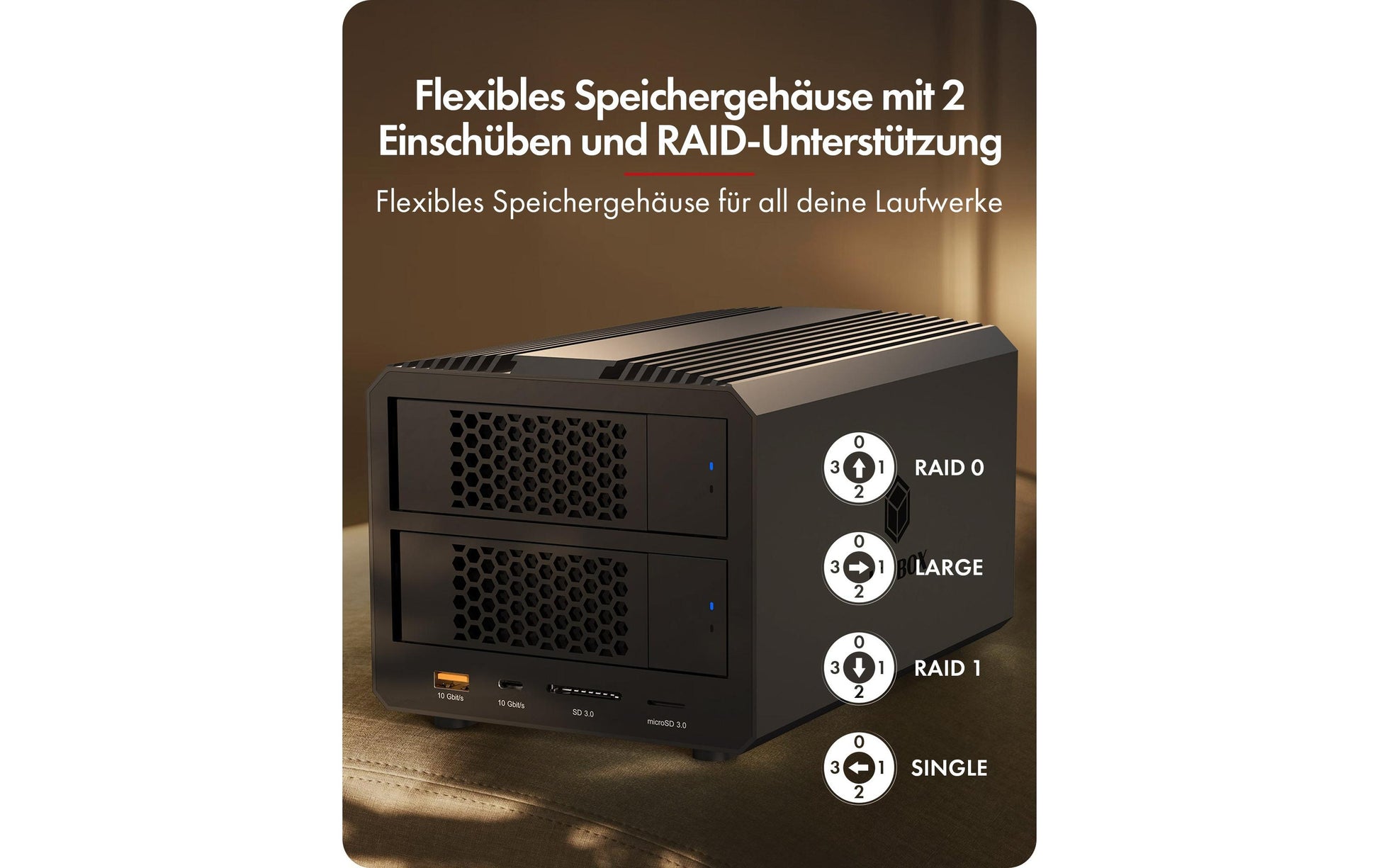 RaidSonic ICY BOX IB-RD3721HR-CU31 – 2-Bay extern – für 2,5"/3,5" HDD/SSD, SATA II