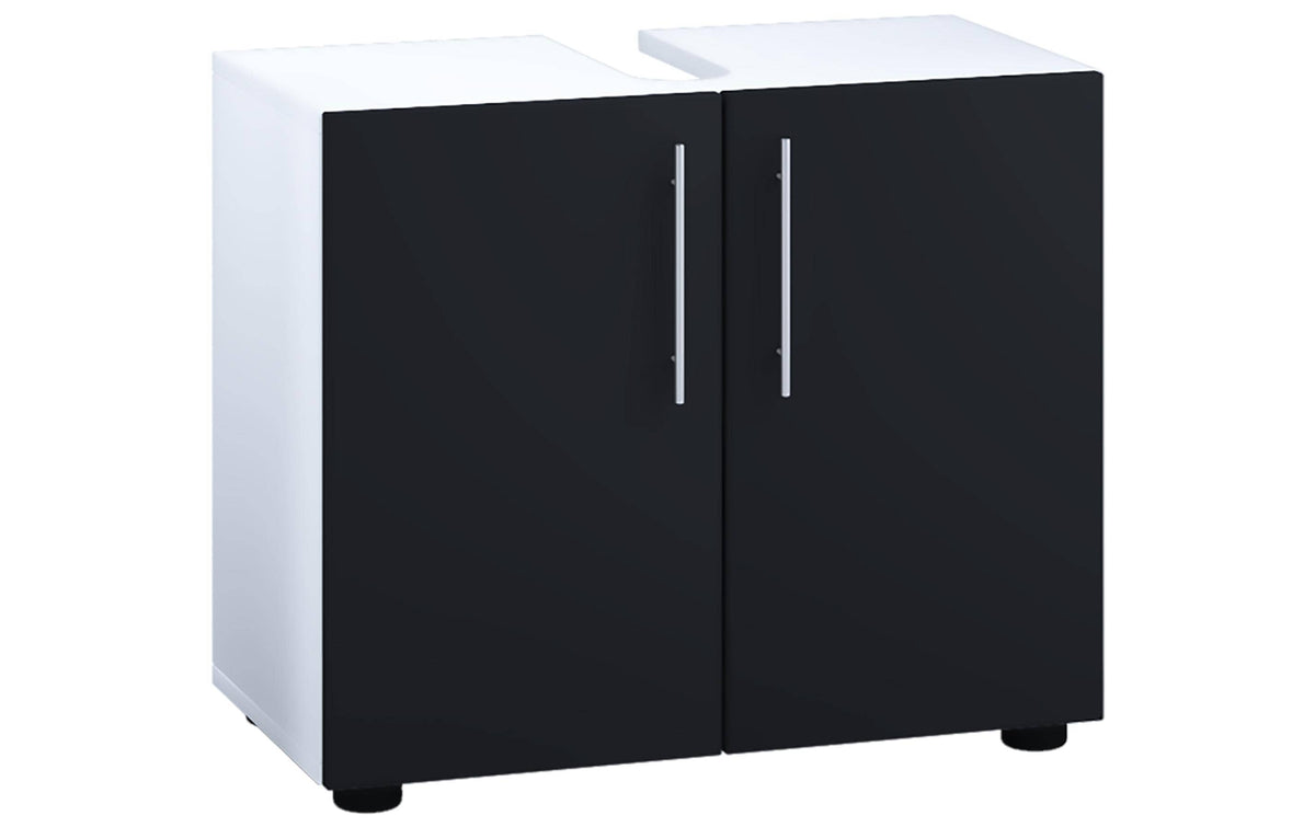 VCM Morgenthaler VCM Aufbewahrungsbox (Badezimmer) Flandu II – 60×30×51 cm, MDF (Mitteldichte Holzfaserplatte), Weiss/Schwarz