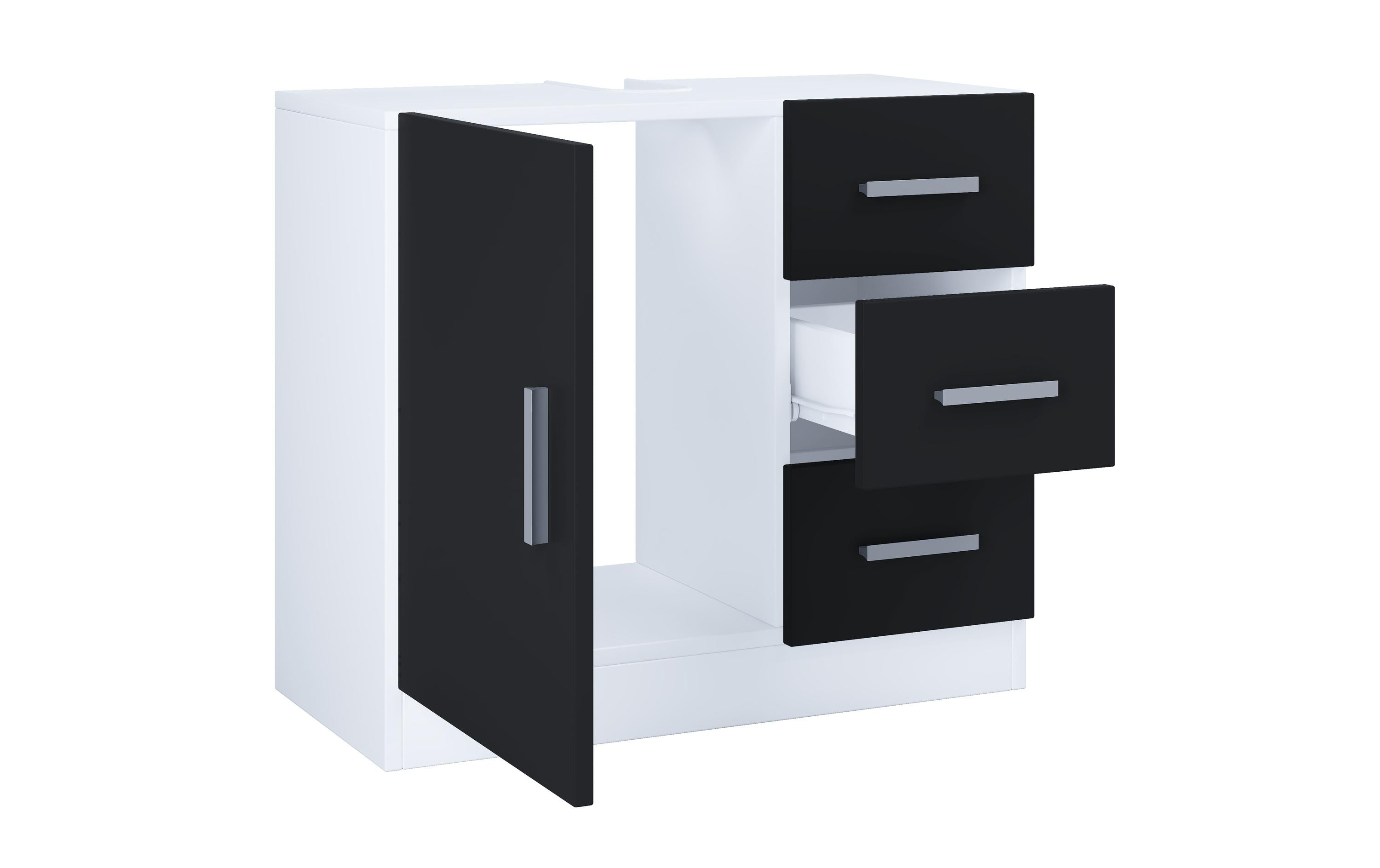 VCM Morgenthaler VCM Unterschrank Zalo XL – 63×30×56 cm, MDF/Melamin, Schwarz/Weiss