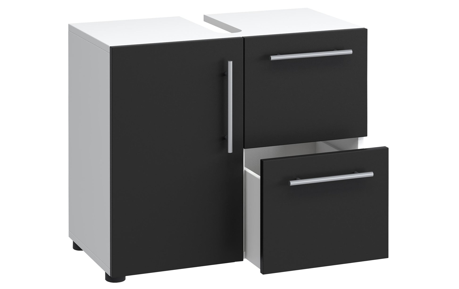 VCM Morgenthaler VCM Flandu – Badezimmer-Unterschrank, 610 × 320 × 510 mm, weiss/schwarz, Holz