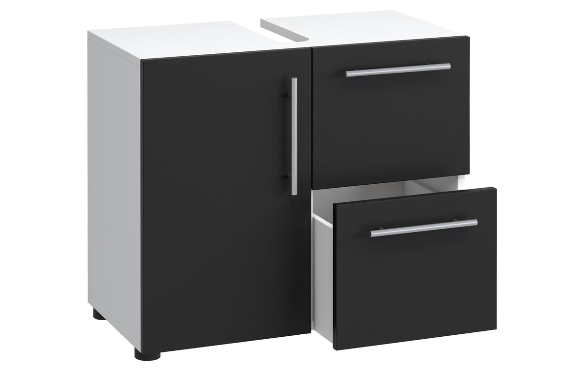 VCM Morgenthaler VCM Flandu – Badezimmer-Unterschrank, 610 × 320 × 510 mm, weiss/schwarz, Holz
