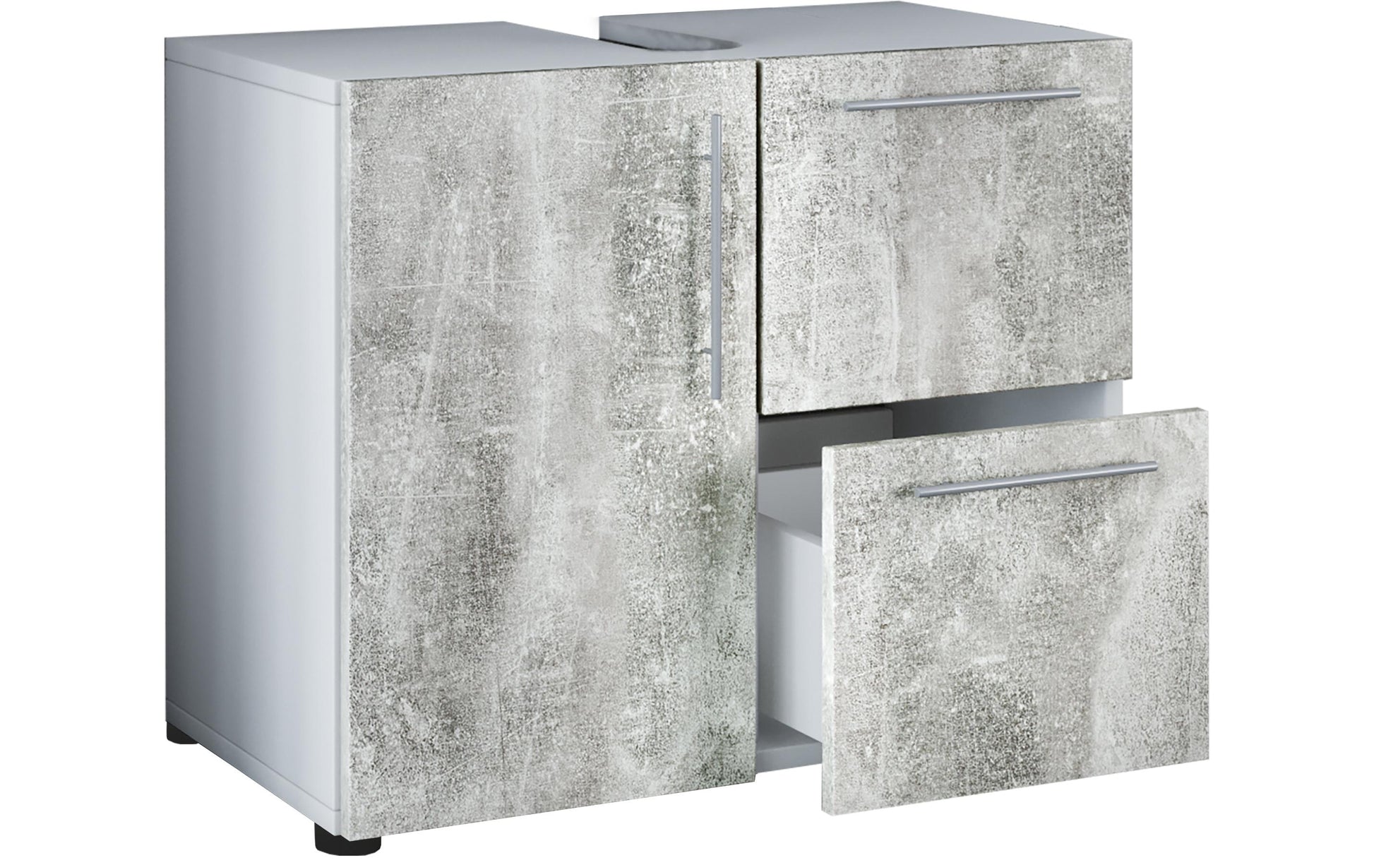 VCM Morgenthaler VCM Unterschrank Flandu – 61×32×51 cm, Mischholz/MDF, Beton/Weiss