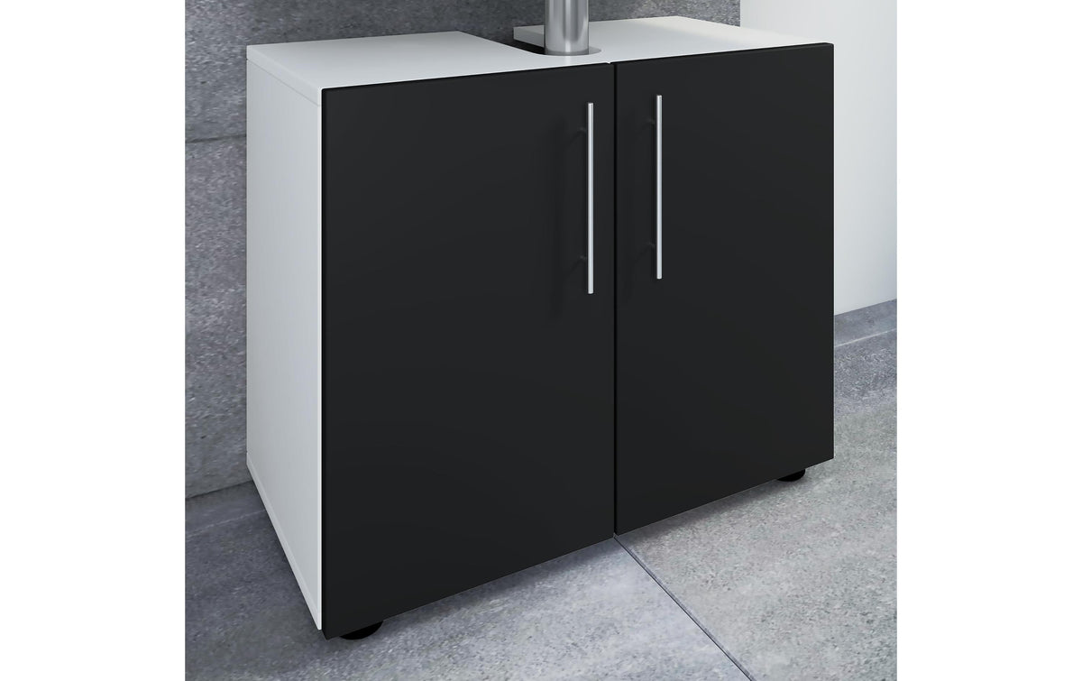VCM Morgenthaler VCM Aufbewahrungsbox (Badezimmer) Flandu II – 60×30×51 cm, MDF (Mitteldichte Holzfaserplatte), Weiss/Schwarz