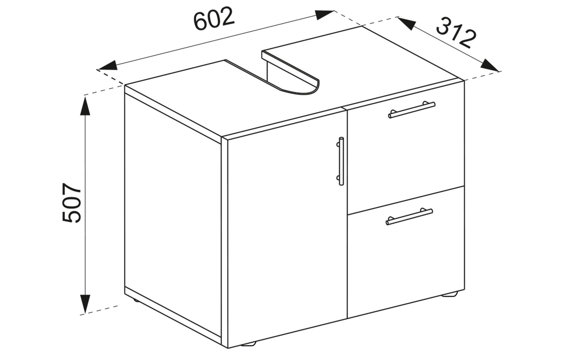 VCM Morgenthaler VCM Unterschrank Flandu – 61×32×51 cm, Mischholz/MDF, Beton/Weiss