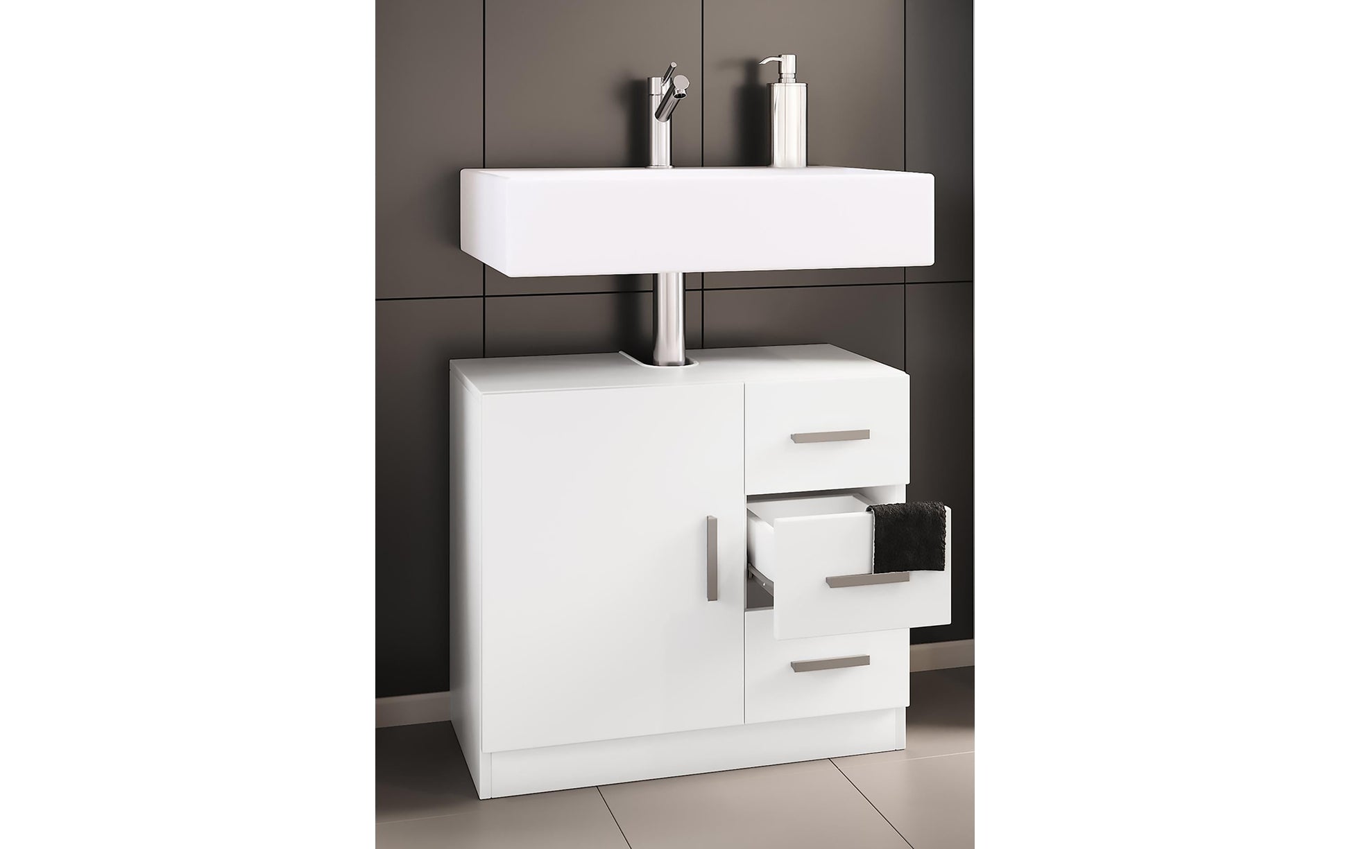 VCM Morgenthaler VCM Aufbewahrungsbox (Badezimmer) Zalo XL – 63×30×56 cm, Mischholz/MDF, Weiss