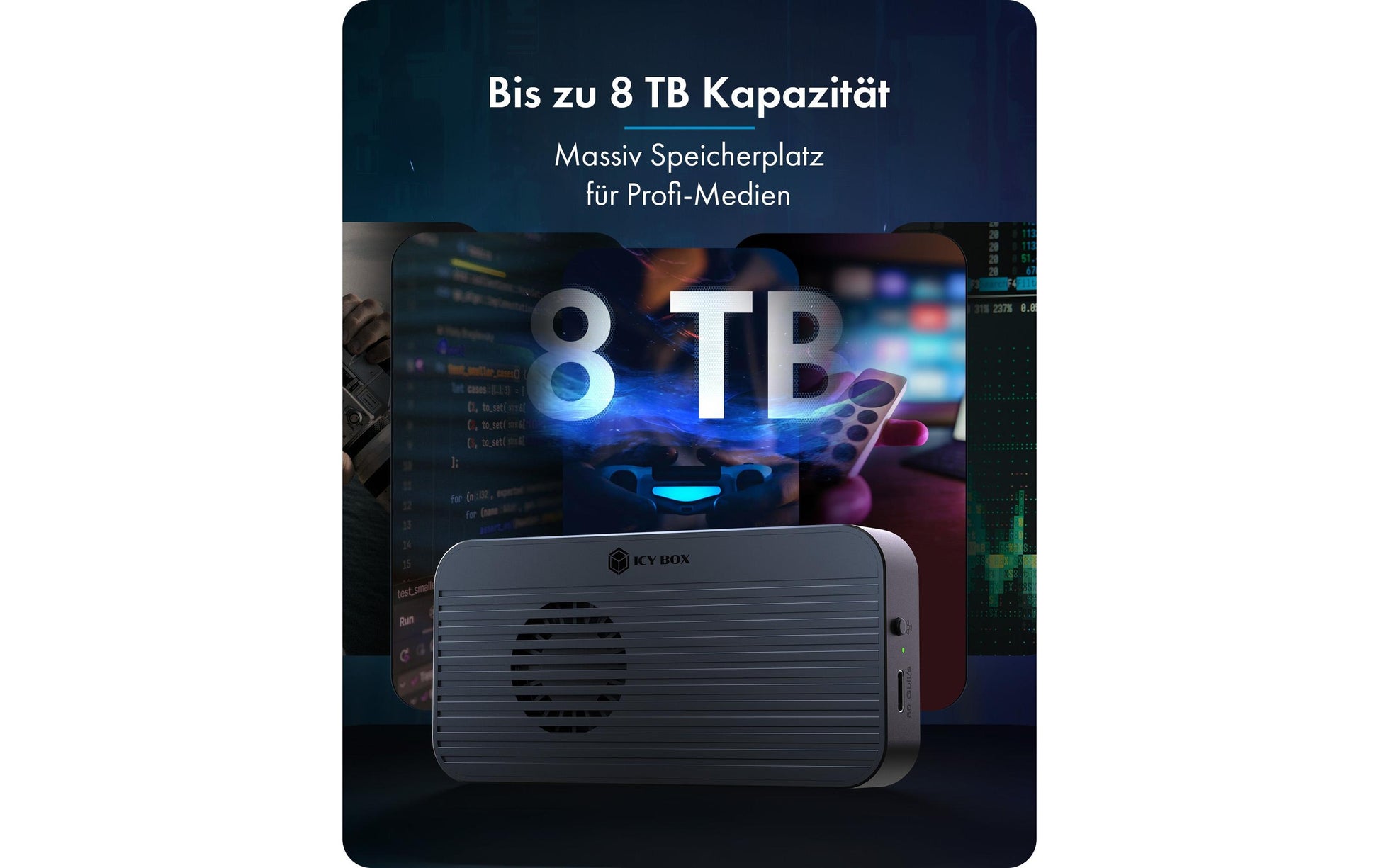 RaidSonic ICY BOX externes M.2 NVMe Gehäuse – 1-Bay Desktop – Thunderbolt 5, für M.2 NVMe (PCIe 4.0×4)