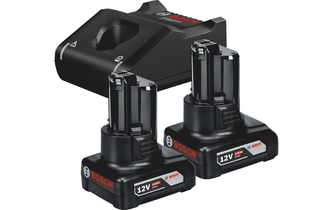 Bosch Professionelles Akku- & Ladegerät-Set 12 V 6 Ah – 2 Stk – 4 A-Ladegerät – für Bosch Professional 12 V