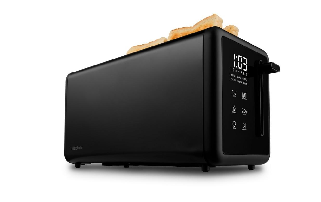 MEDION Toaster MD 12103 – 4 Scheiben, Auftau- und Aufwärmfunktion, 1450 W – schwarz