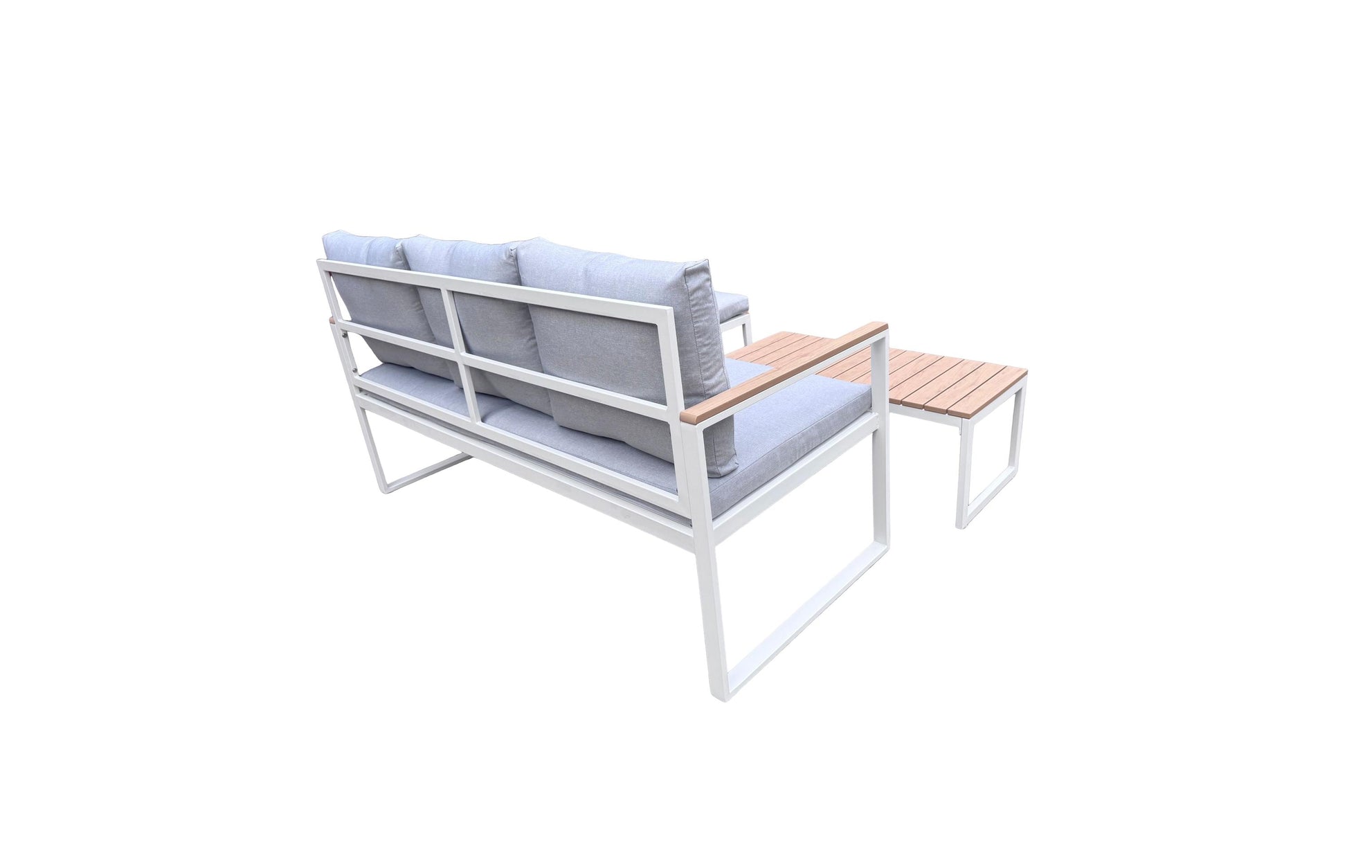Cocon Lounge-Set – B 160 × T 65 × H 88 cm – Polyester, Polywood, Stahl (beschichtet), Beige, Grau – 3-teilig