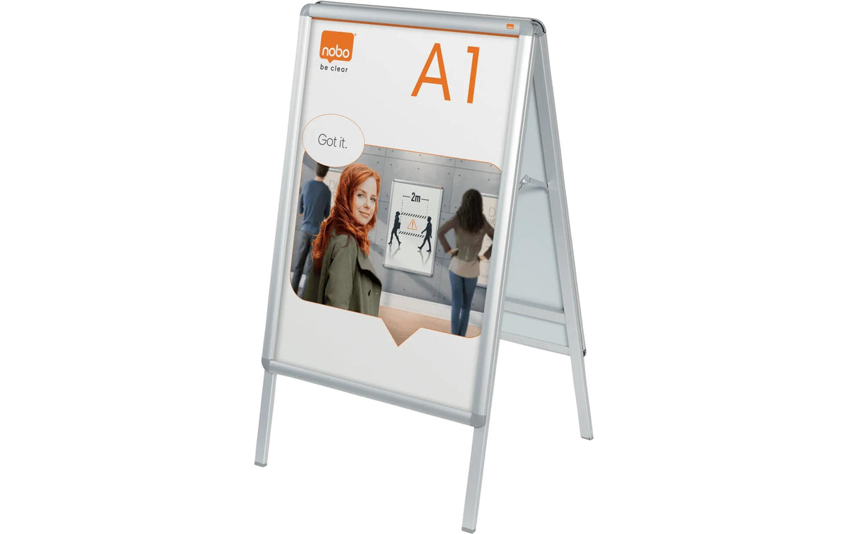 Nobo Kundenstopper Essence – für A1 – wetterfest – silber – Aluminium