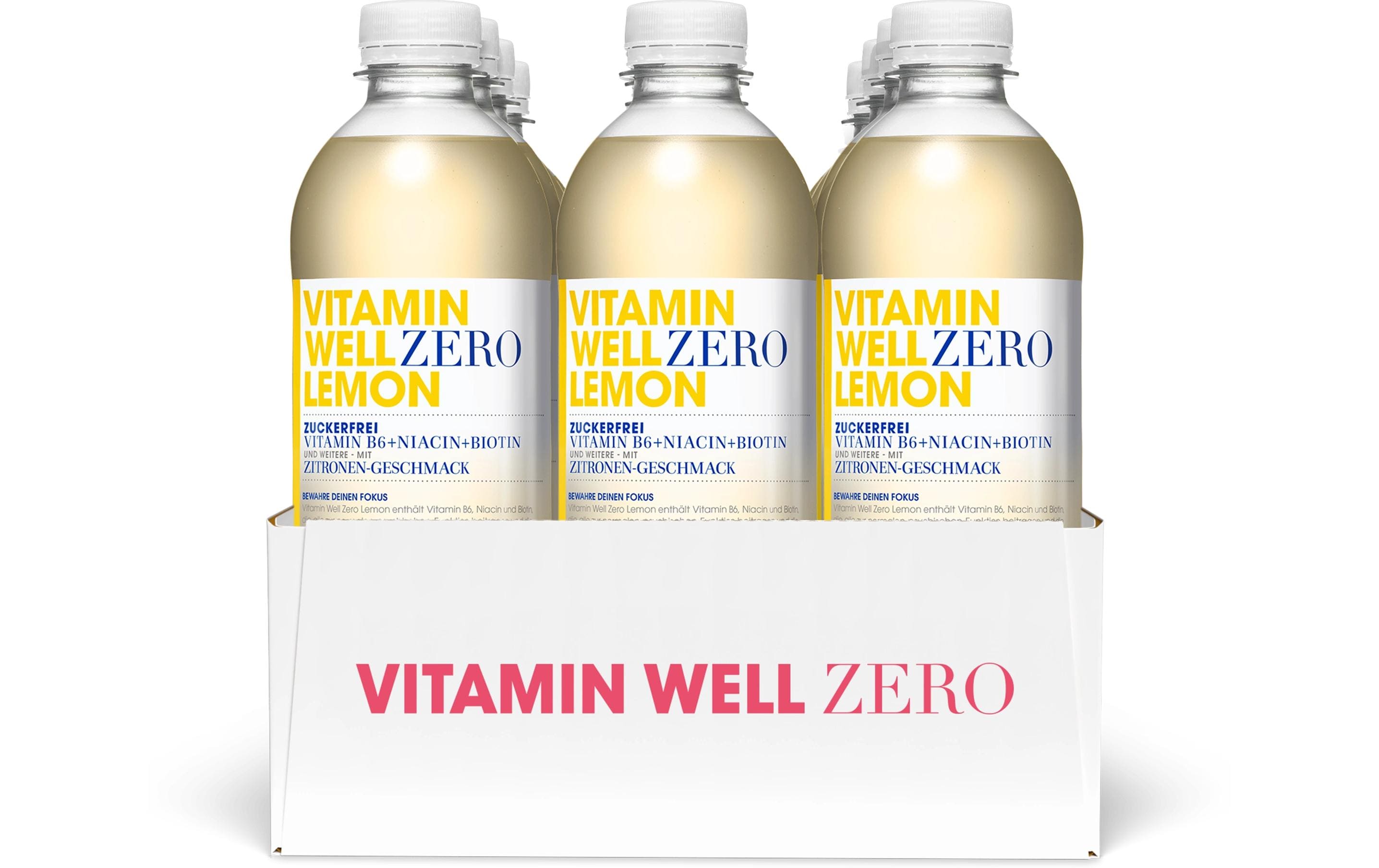 Vitamin Well – Vitaminwasser Zero, Zitrone, zuckerfrei – 12 × 5 dl