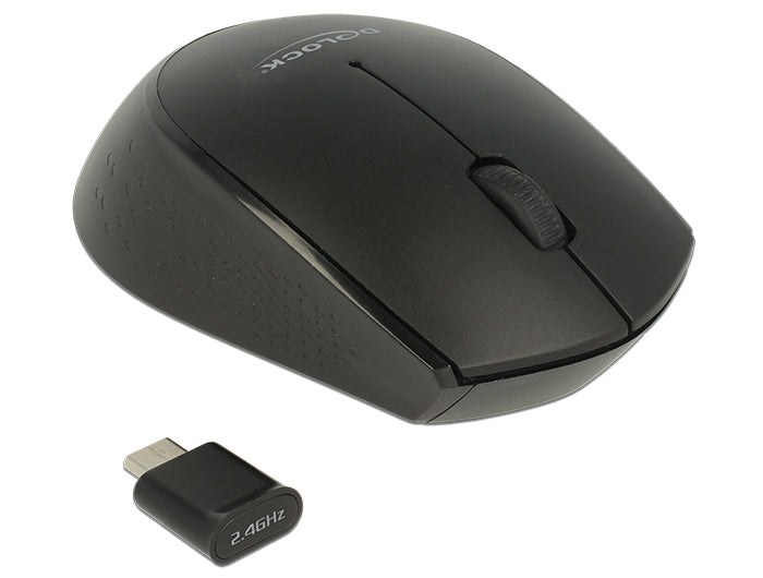DeLOCK 12526 – Maus – Kabellos (2,4 GHz), 1000 DPI, beidhändig, Schwarz