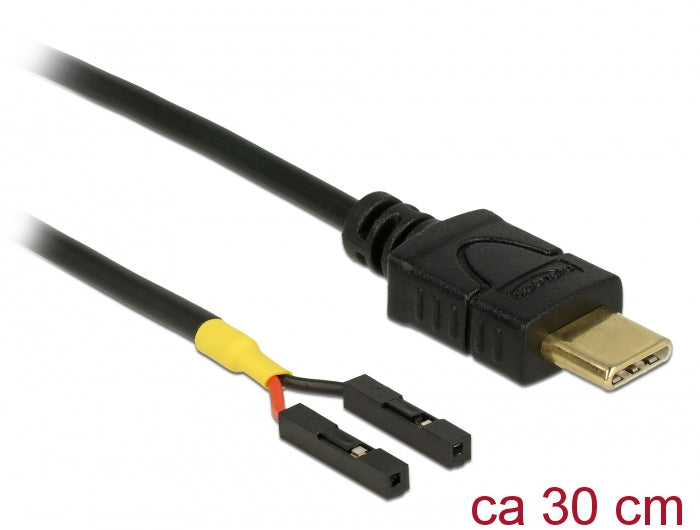 DeLOCK USB-C zu 2x Pinheader Stromkabel – 0,3 m, Schwarz