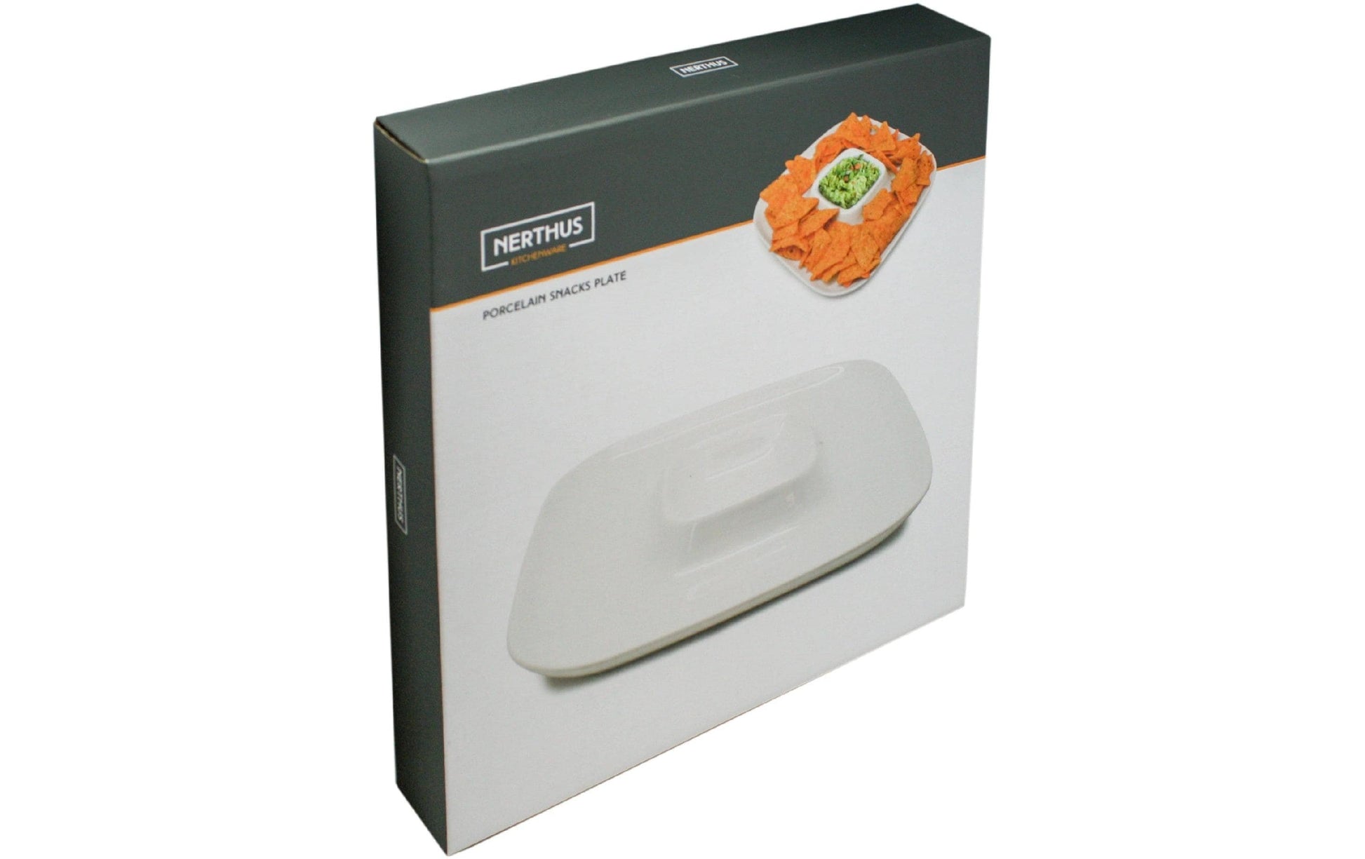 Nerthus Snackschale – Ø 26 cm, H 5 cm, Porzellan, Weiss, mit Unterteilung, backofentauglich
