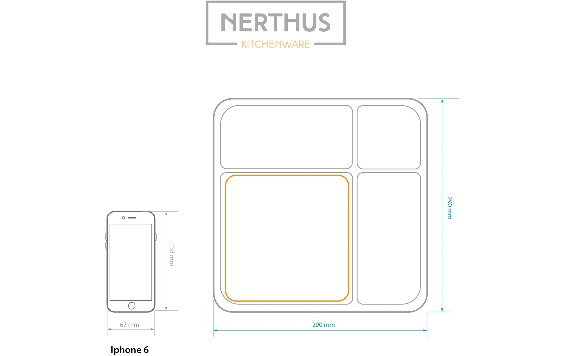 Nerthus Snackschale – 29 × 29 × 3 cm, Porzellan/Bambus, Braun/Weiss, spülmaschinenfest, mikrowellenfest