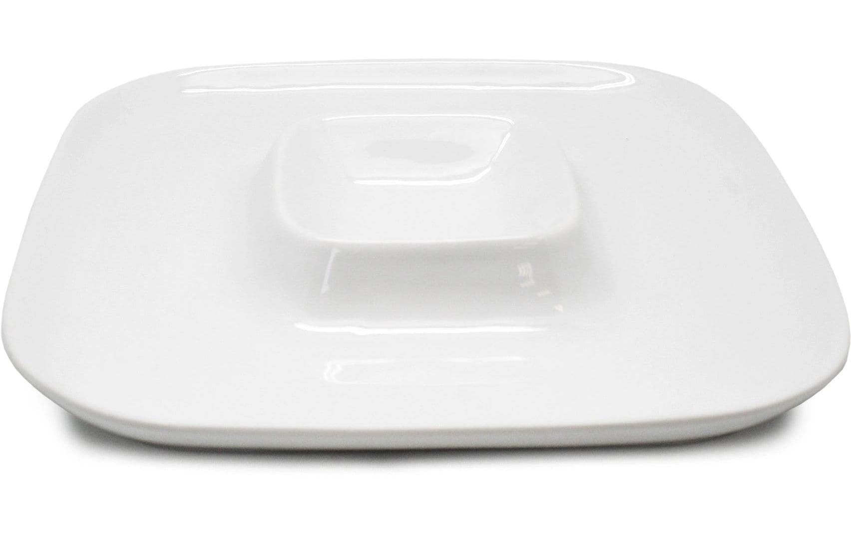 Nerthus Snackschale – Ø 26 cm, H 5 cm, Porzellan, Weiss, mit Unterteilung, backofentauglich
