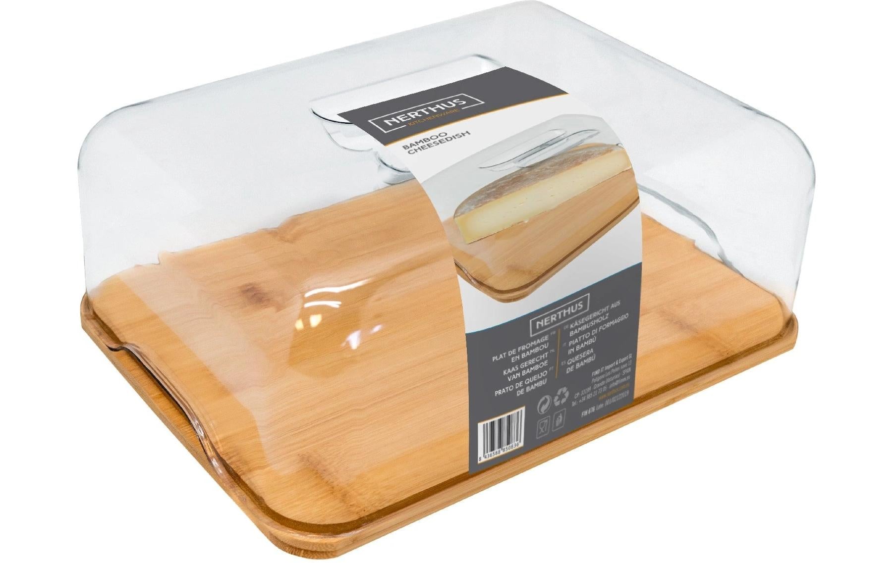 Nerthus Schneidebrett 20 × 27 × 13 cm, Bambus/PVC, Braun/Transparent