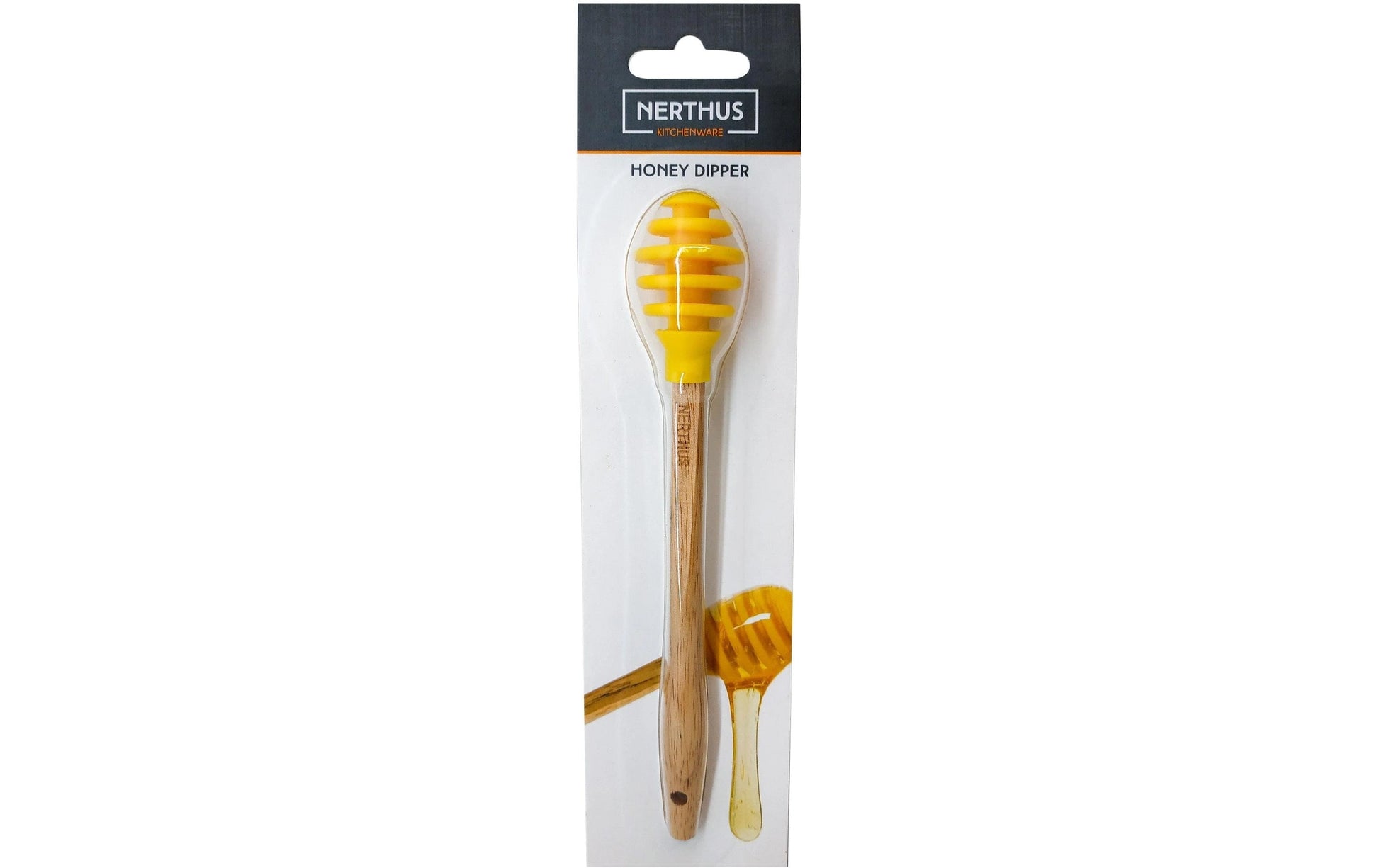 Nerthus Honiglöffel 18 cm, Ø 3 cm, Holz (Birke), Braun/Gelb