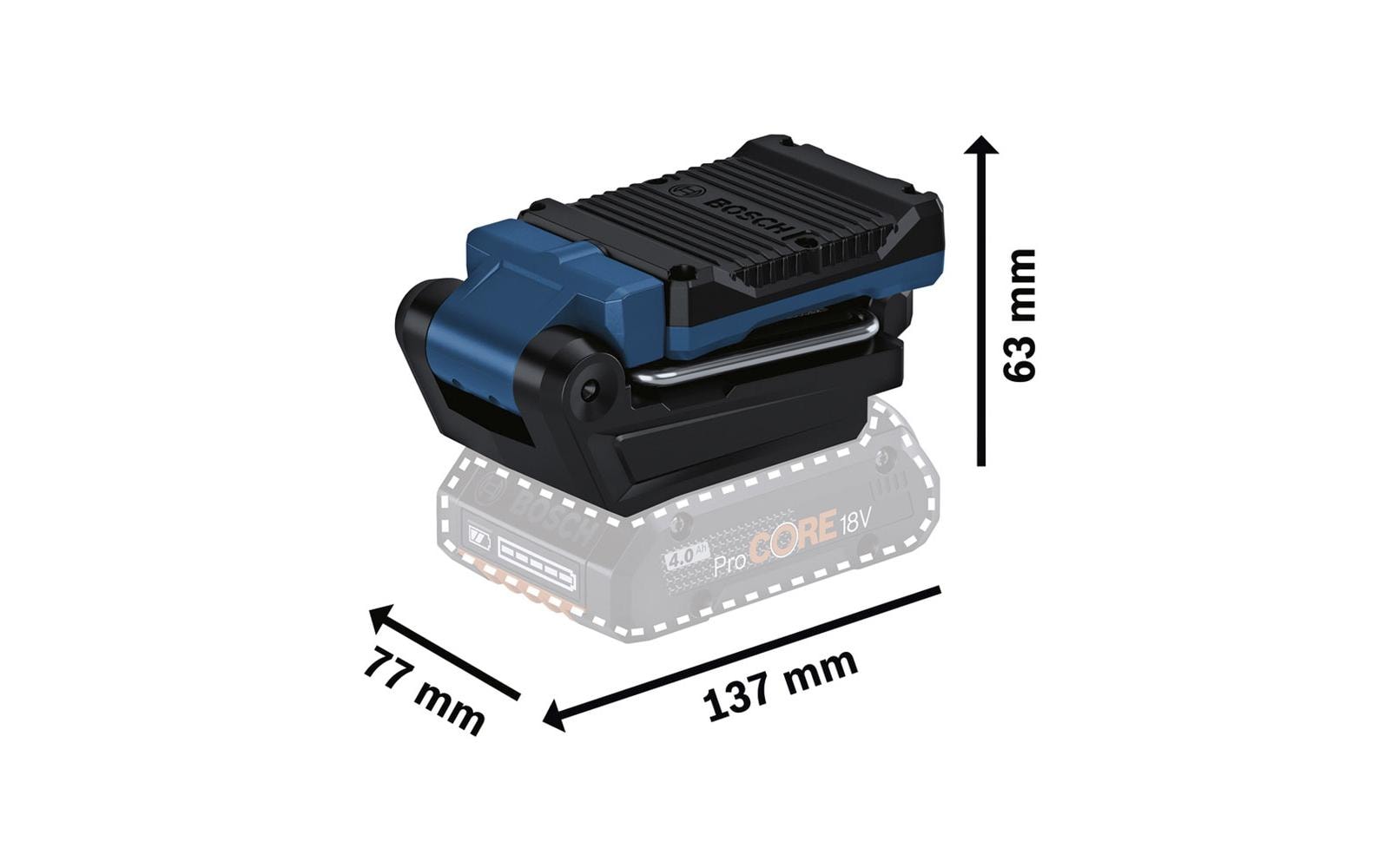Bosch Professionelle Arbeitsleuchte PRO GLI 18V – 800 lm, 18 V Akku, dimmbar – Blau