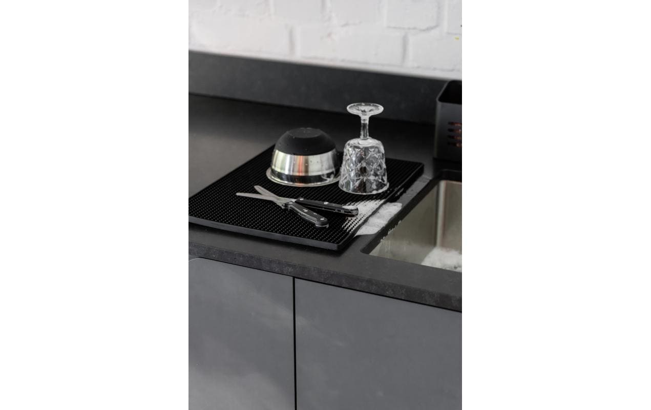 Wenko Abtropfmatte 40 × 30 × 1 cm, Gummi/Kunststoff, Schwarz