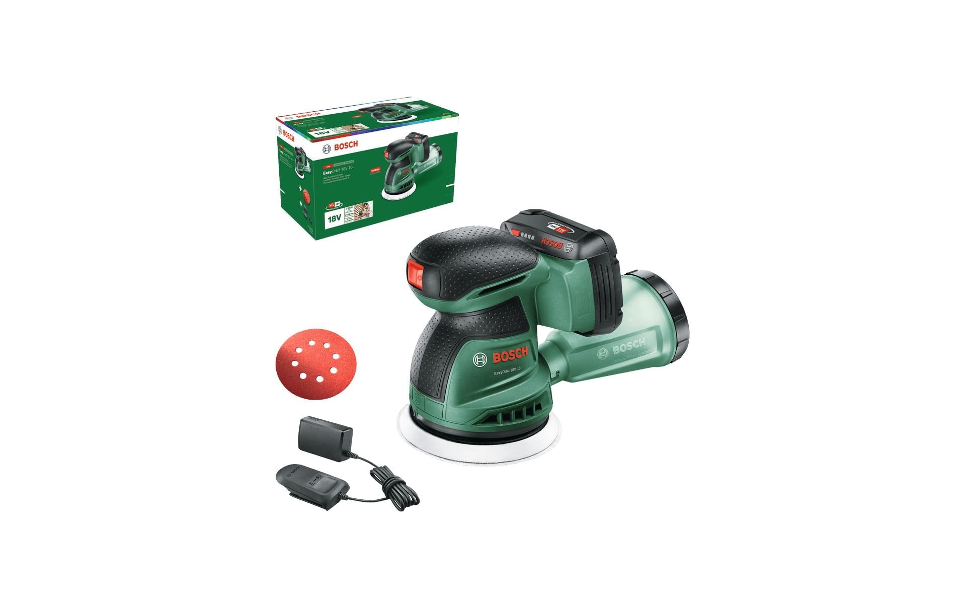 Bosch EasyOrbit 18V-10 Akku-Exzenterschleifer – 18 V – Ø 125 mm – 1×2,0 Ah & Ladegerät – POWER FOR ALL