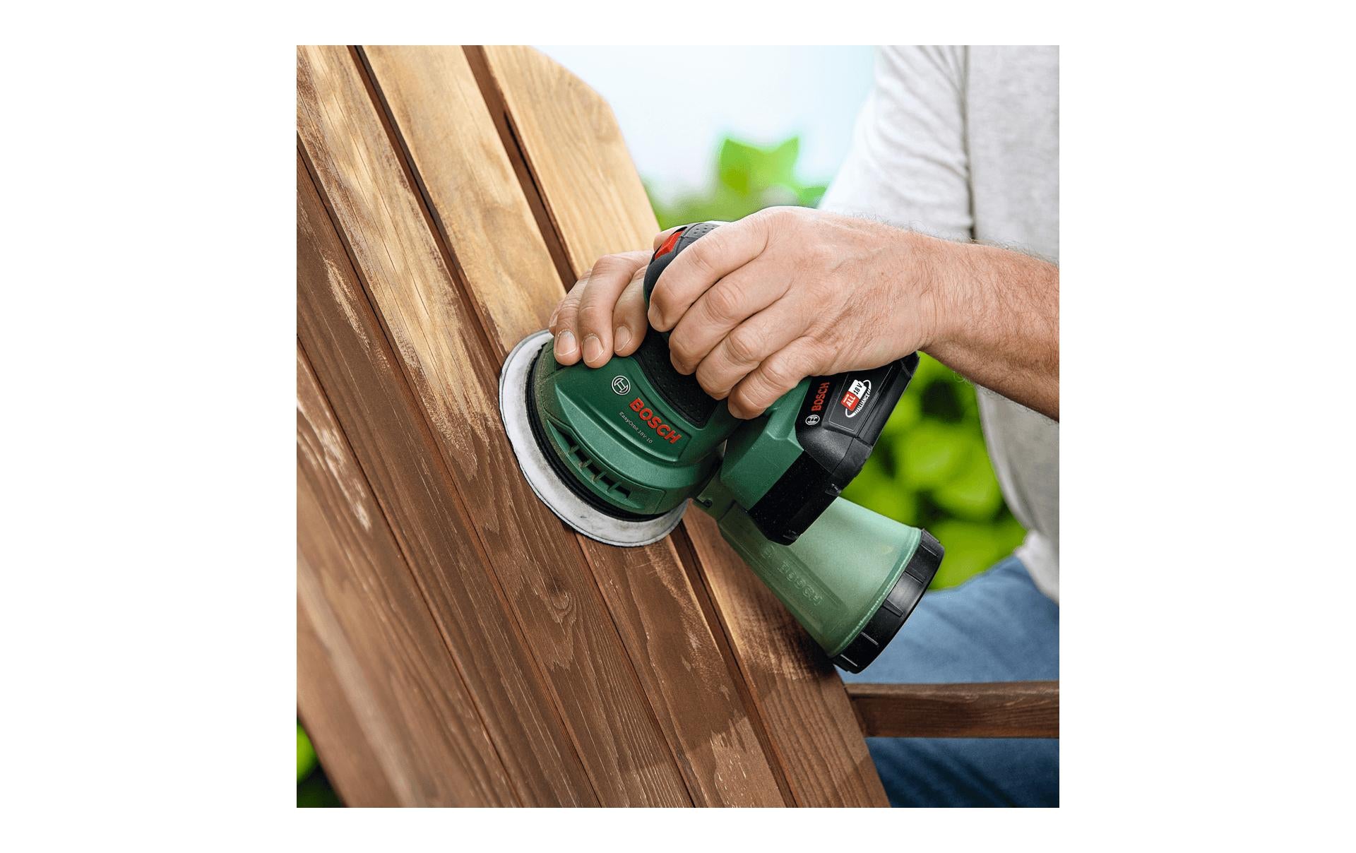 Bosch EasyOrbit 18V-10 Akku-Exzenterschleifer – 18 V – Ø 125 mm – 1×2,0 Ah & Ladegerät – POWER FOR ALL