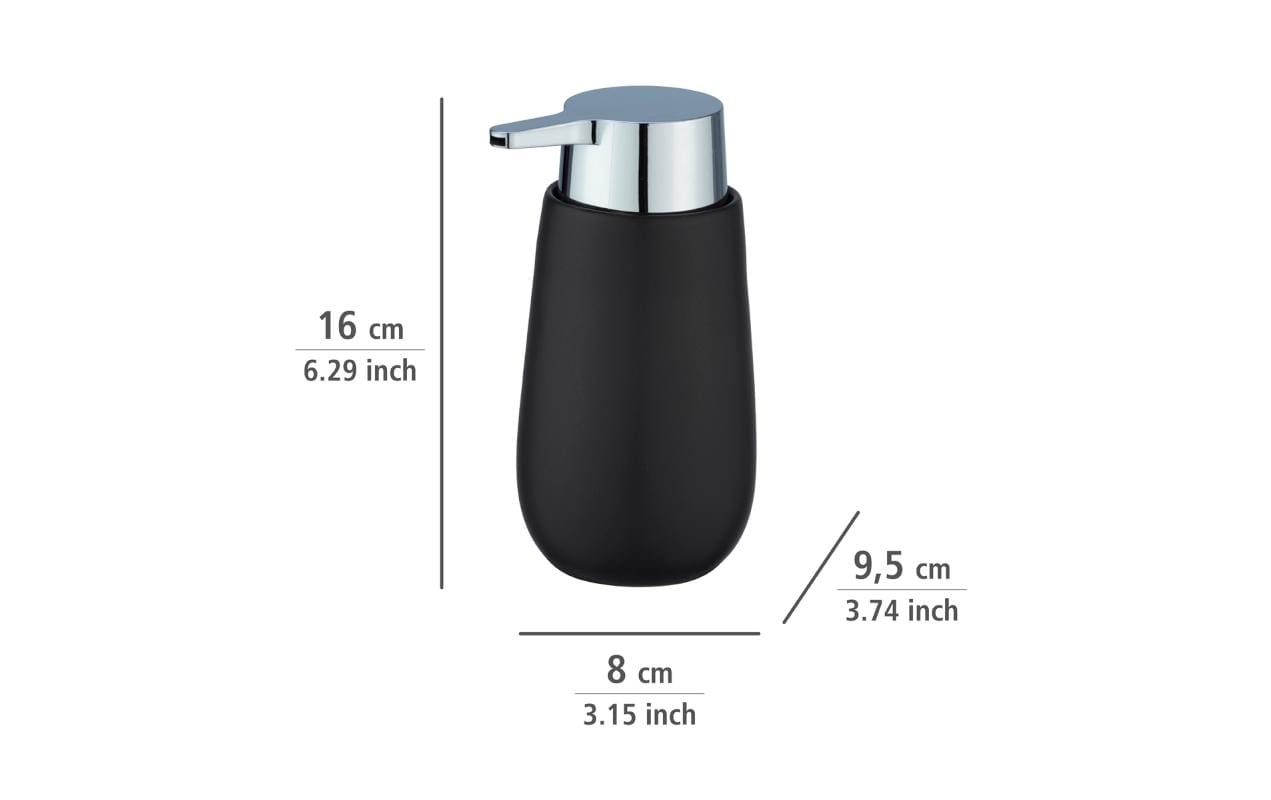 Wenko Seifenspender – Keramik, Schwarz, 320 ml