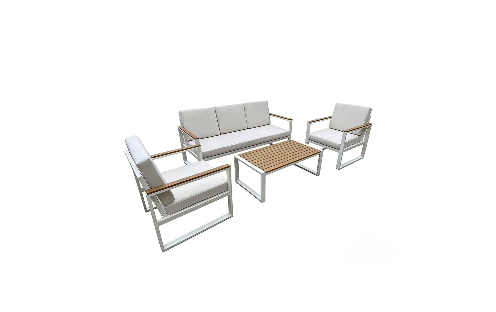 Contini Lounge-Set PARIS – 175 × 73 × 74 cm – Metall & Polyester – Braun – mit 5 Sitzplätzen