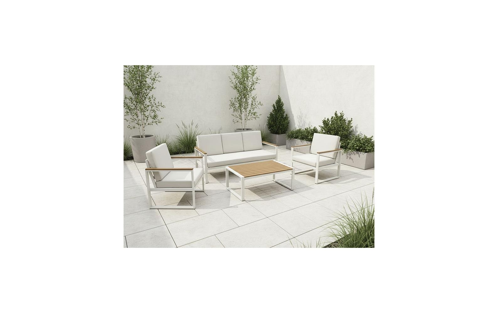 Contini Lounge-Set PARIS – 175 × 73 × 74 cm – Metall & Polyester – Braun – mit 5 Sitzplätzen