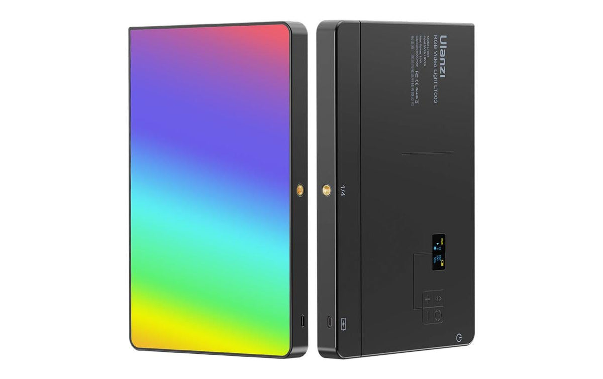 Ulanzi LT003 LED-Video-Licht – RGB, 2100 Lux, 2500–9000 K – Akku, OLED-Display – Schwarz