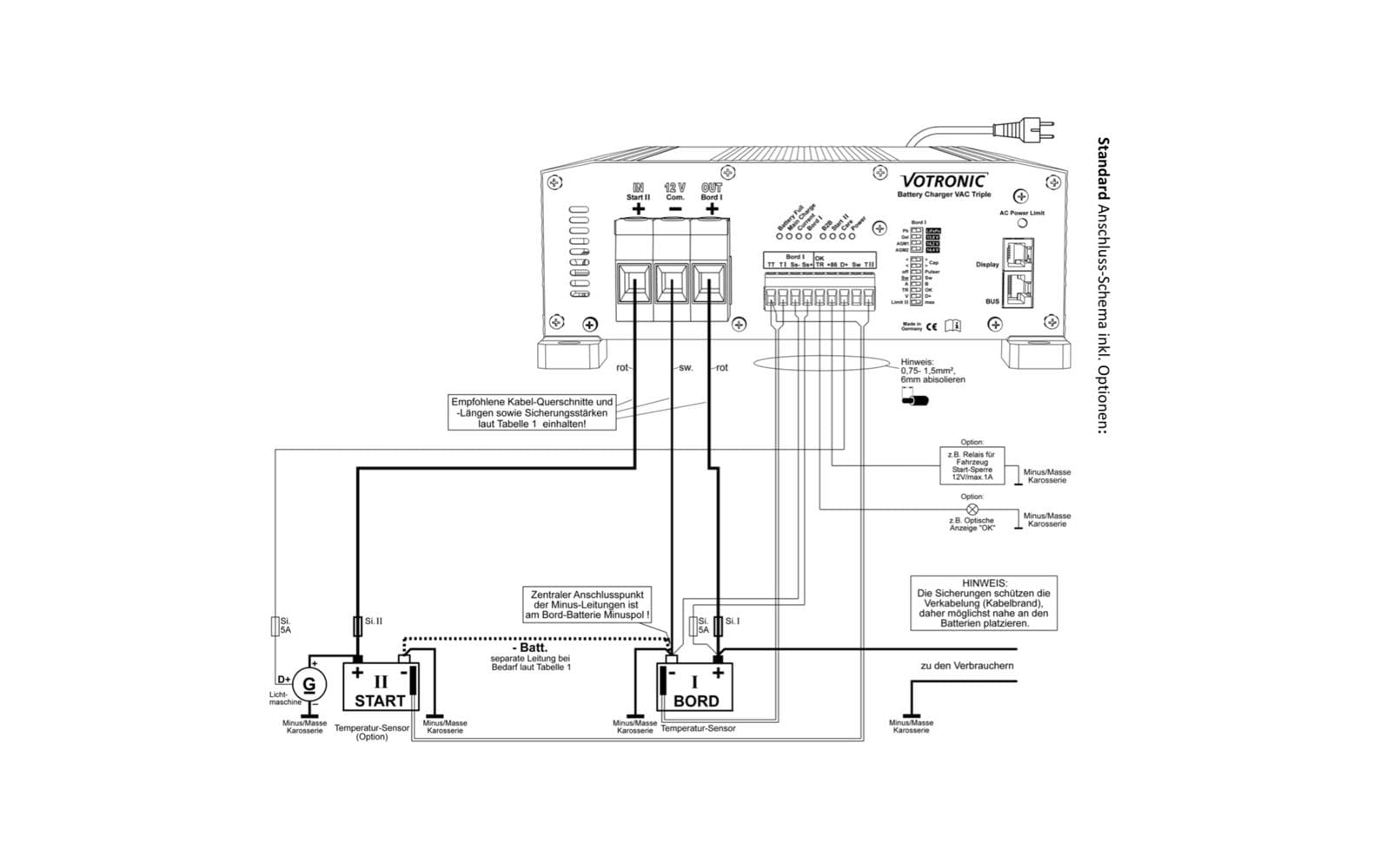Votronic VAC 45-10/25 Batterieladegerät 12 V 45 A – AGM, Gel, Blei-Säure, 2-Stufen – für Wohnmobil – IP21