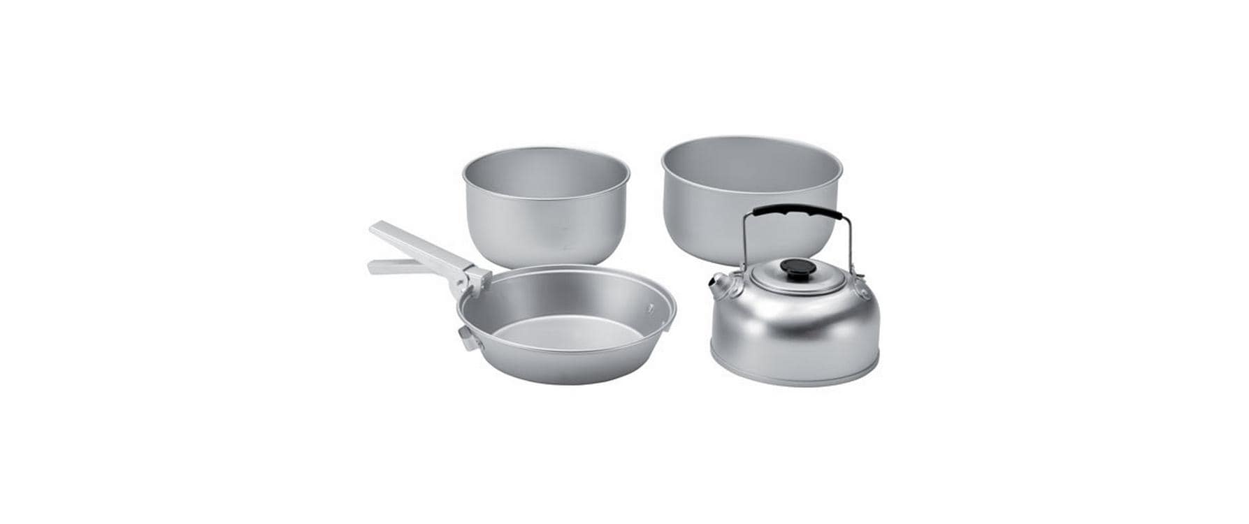 Easy Camp Fondue-Set Adventure Cook – Ø 22 cm, Aluminium, Silber, 3 Pers., 4 Teile