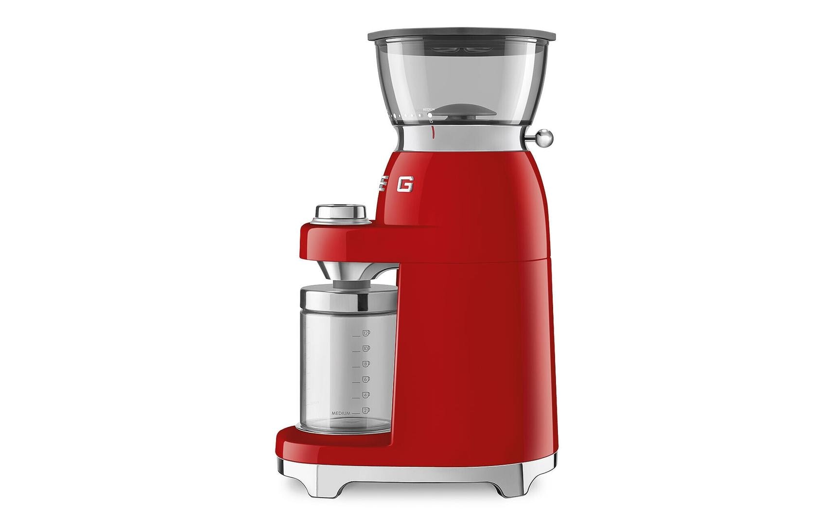 Smeg Kaffeemühle CGF03RDEU – 240 g, Kegel- & Scheibenmahlwerk, 150 W, 3 Stufen – Rot
